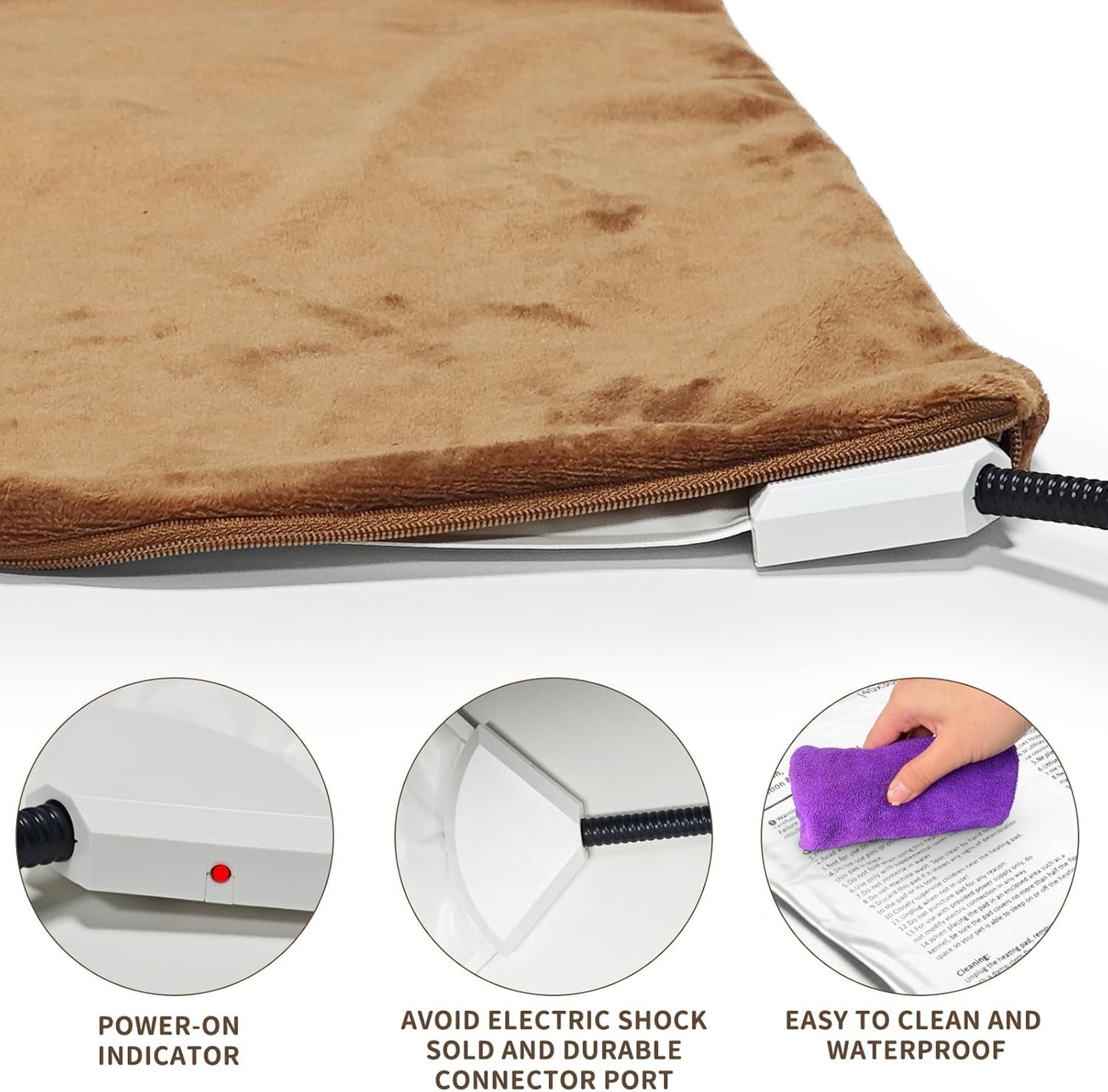 NAMOTEK Pet Heating Pad, Waterproof Heated Mat with Chew Resistant Cord Safe Electric Auto Constant Temperature Heating Pad for Dogs and Cats Indoor Warming Pad 19.7" x15.7"