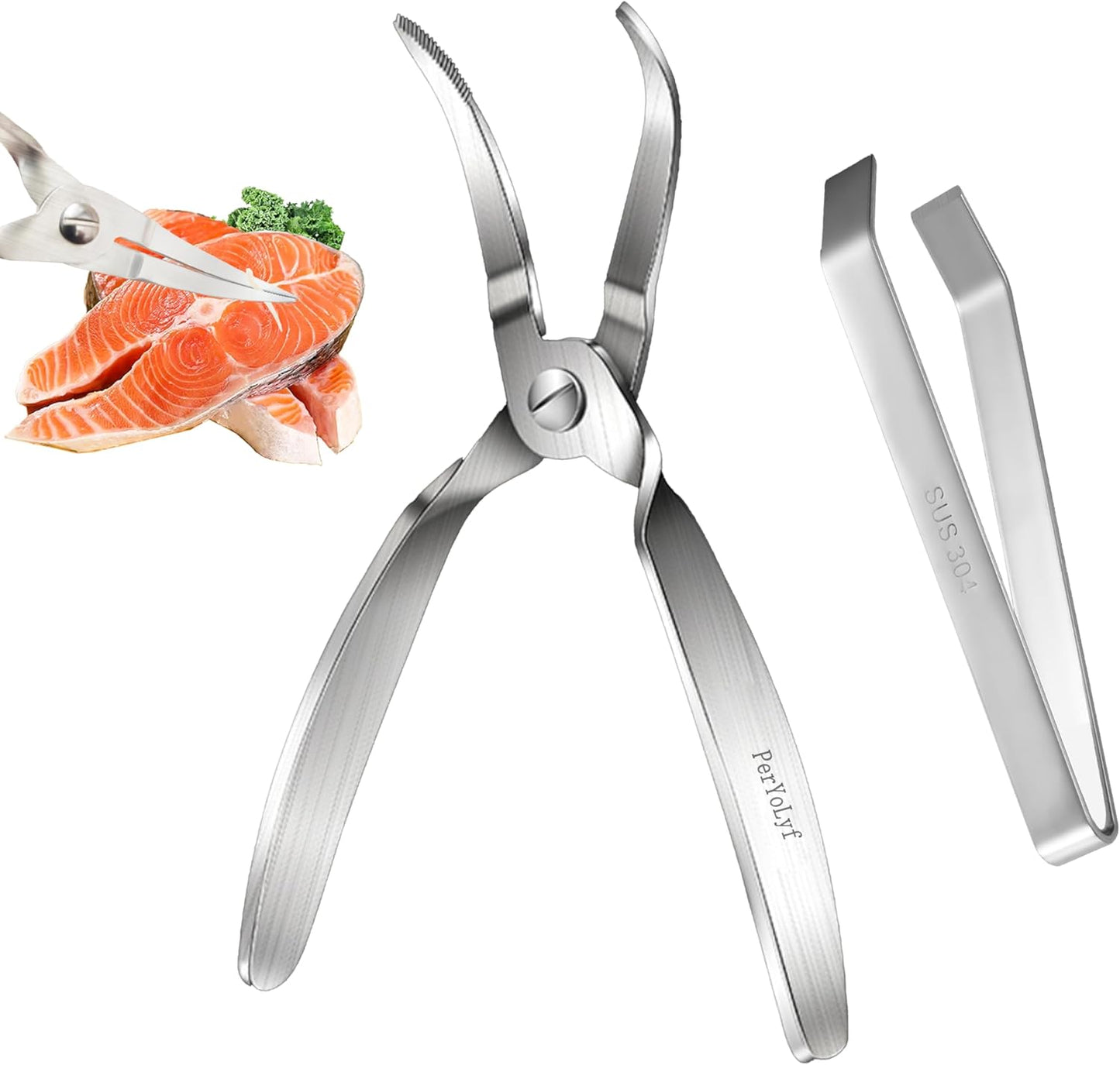 Fish Bone Pliers/Tweezers 304 Food Grade Stainless Steel Deboning Tool Kit for All Kinds of Fish