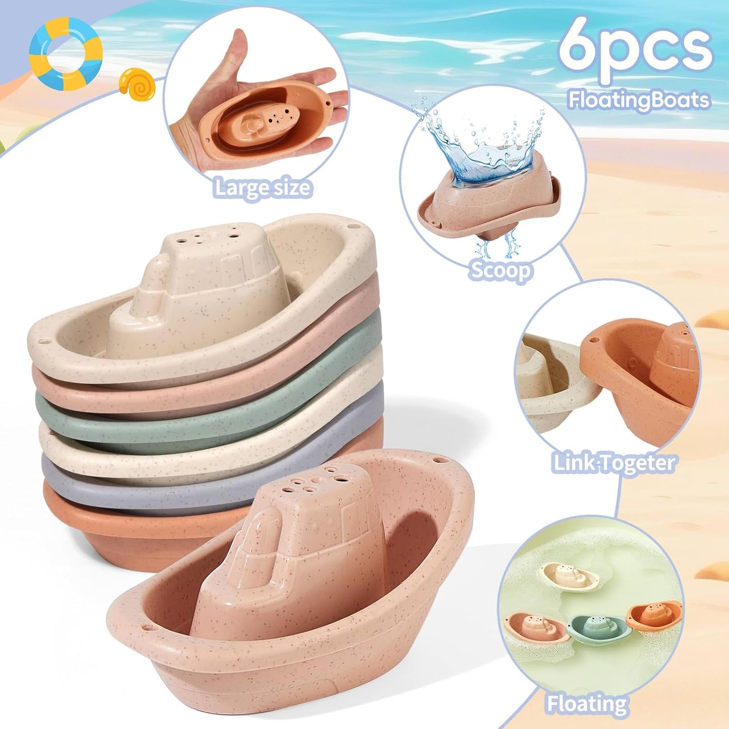 Baby Bath Toys for Kids Ages 1-3, 14 Pack Mold Free Toddler Bath Toys for 2-4 Bathtub Water Toys with Floating Boats&Cups and No Hole Bath Toy for Babies 6-12 Months Boy Girl Gifts