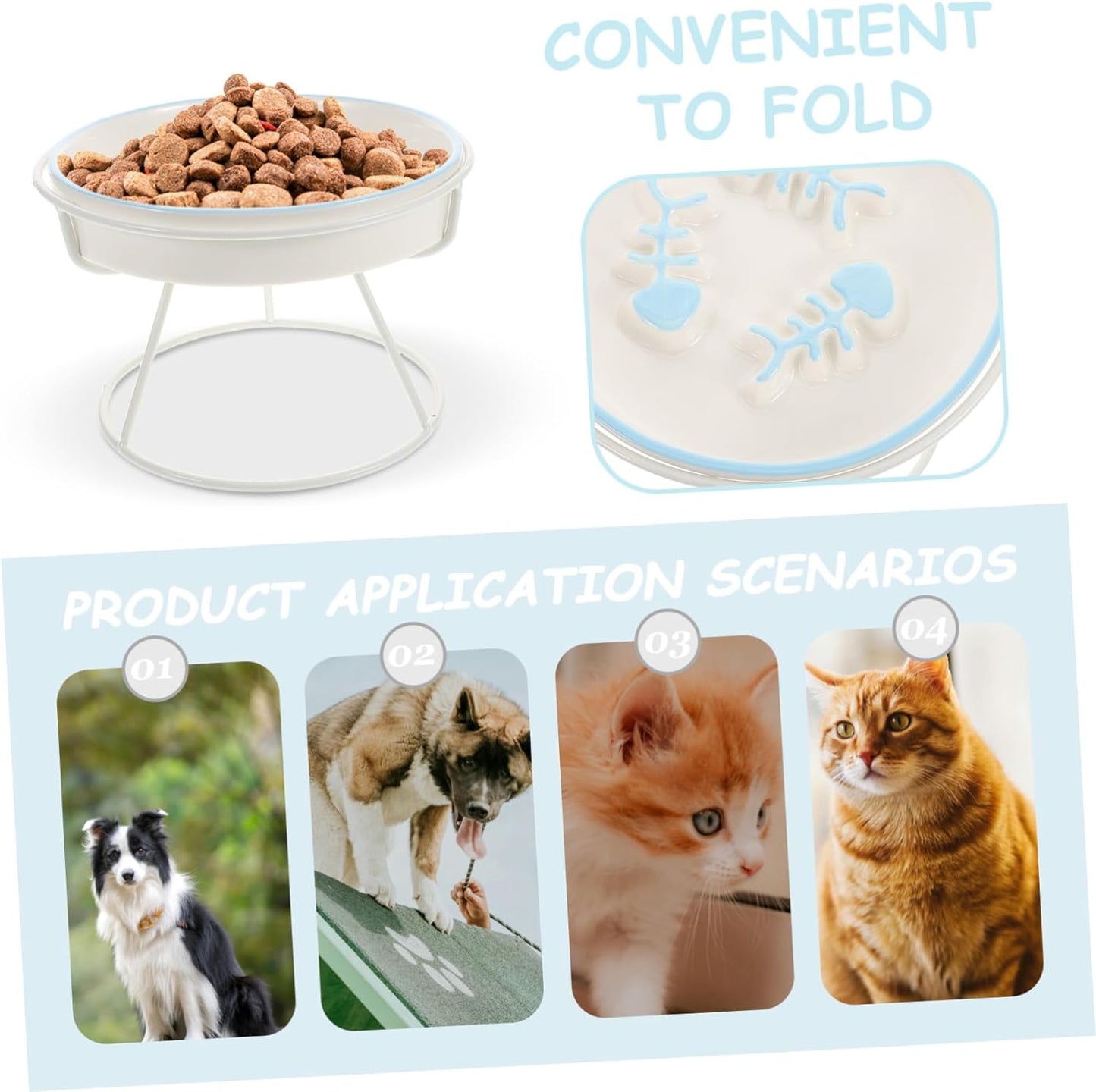 Milisten Elevated Ceramic Cat Bowl Slow Feeder Dish with High Stand for Cats and Small Dogs Choking Design Promotes Healthy Eating Dishwasher Safe