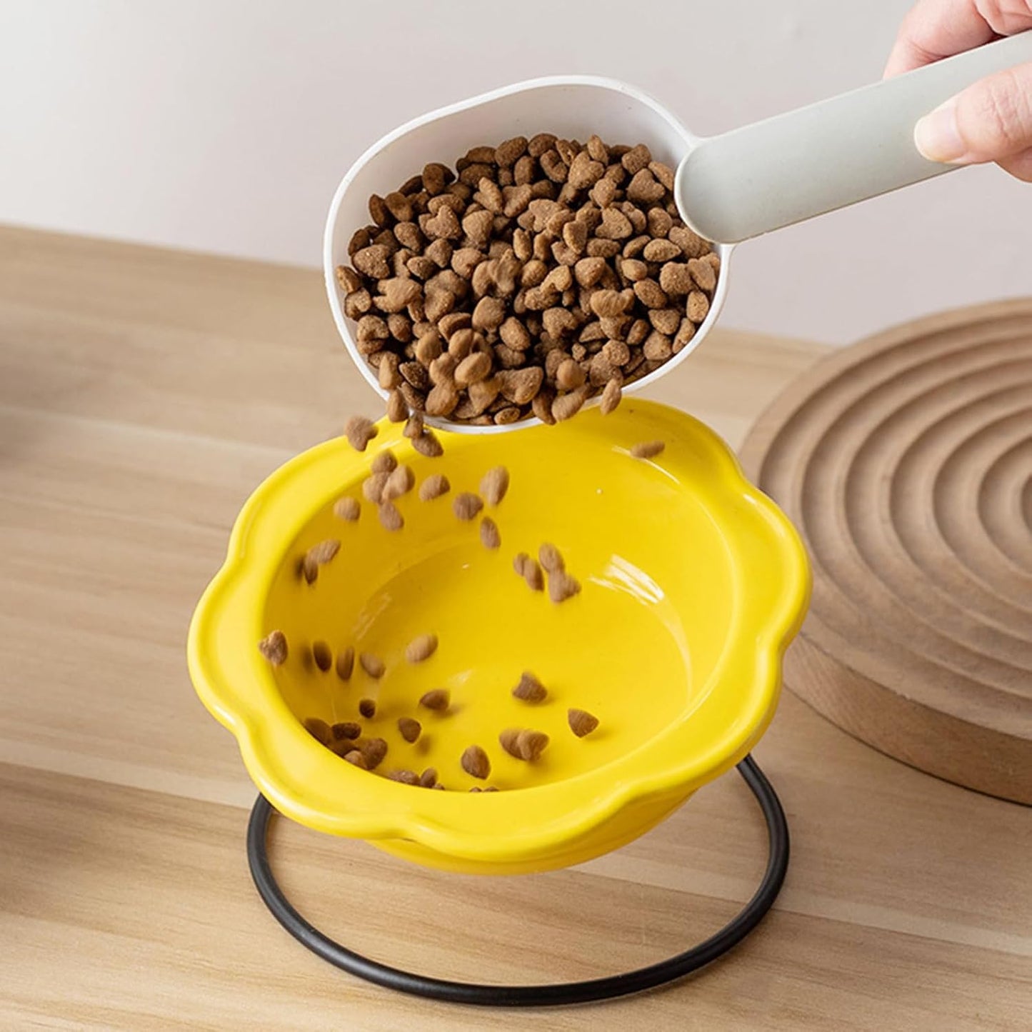 Elevated Ceramic Cats Dish Feeder Bowl with Iron Stand for Kittens Dog Health Eating Home Decors Feeding Watering Supply Elevated Cats Food Water Bowl