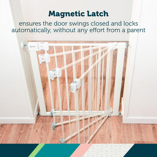 Safety 1st Easy Install Baby Gate for Doorways, Auto-Close Pressure-Mounted Magnetic Latch, Indoor Dog Gates, No Drilling, Fits 29"-38", Grey
