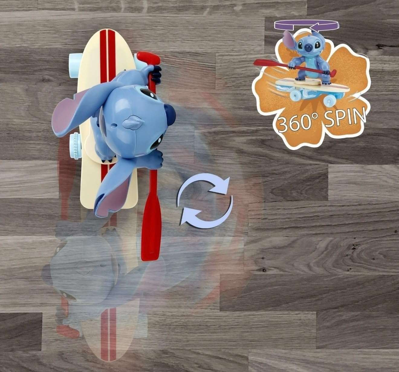 Jada Surfer Stitch RC – 10" Radio Control Toy with 360° Spin & Self-Righting Feature – Disney Lilo & Stitch – Fun Gift for Kids & Movie Fans – Ages 3+