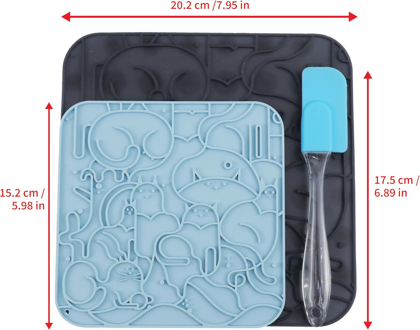 VI-FA Silicone Pet Slow Feeder Mat, Interactive Puzzle Feeding Mat with Cute Animal Pattern, Non-Slip Slow Eating Bowl for Dogs and Cats to Prevent Bloat and Choking(Deep Blue+Light Blue)