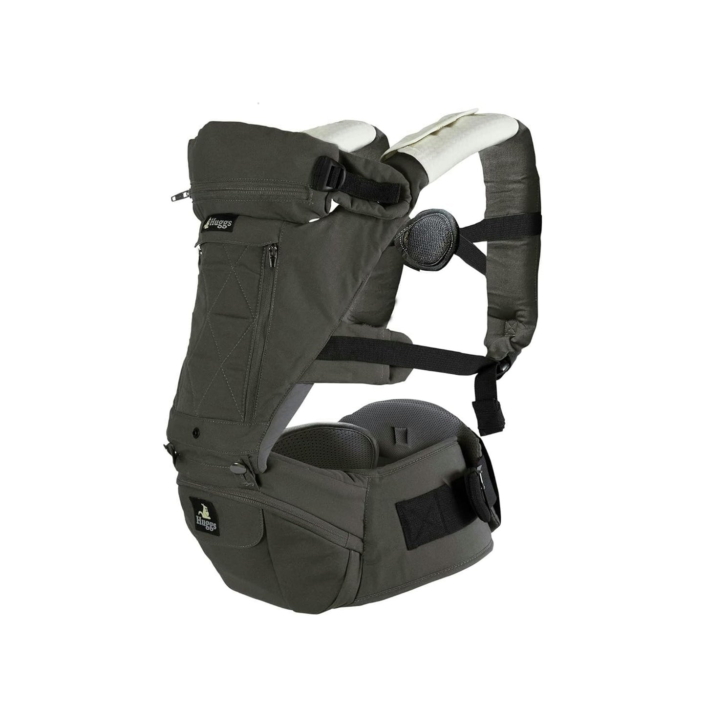 Abiie HUGGS Baby Carrier 3-Months to Toddler with Hip Carrier - Convertible 4-in-1: Front Facing, Inward Facing, Hip Seat, Back Carry - Ergonomic Lumbar Support, Neck Support, Safety Approved