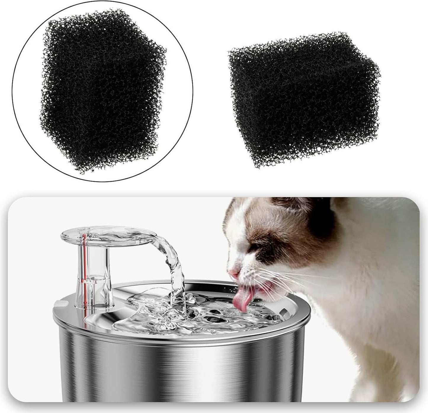 4PCS Cat Water Fountain Filters Replacement Filter Elements and Filter Sponges Set Compatible with 67oz 95oz 135oz Automatic Pet Fountain Dog Water Dispenser