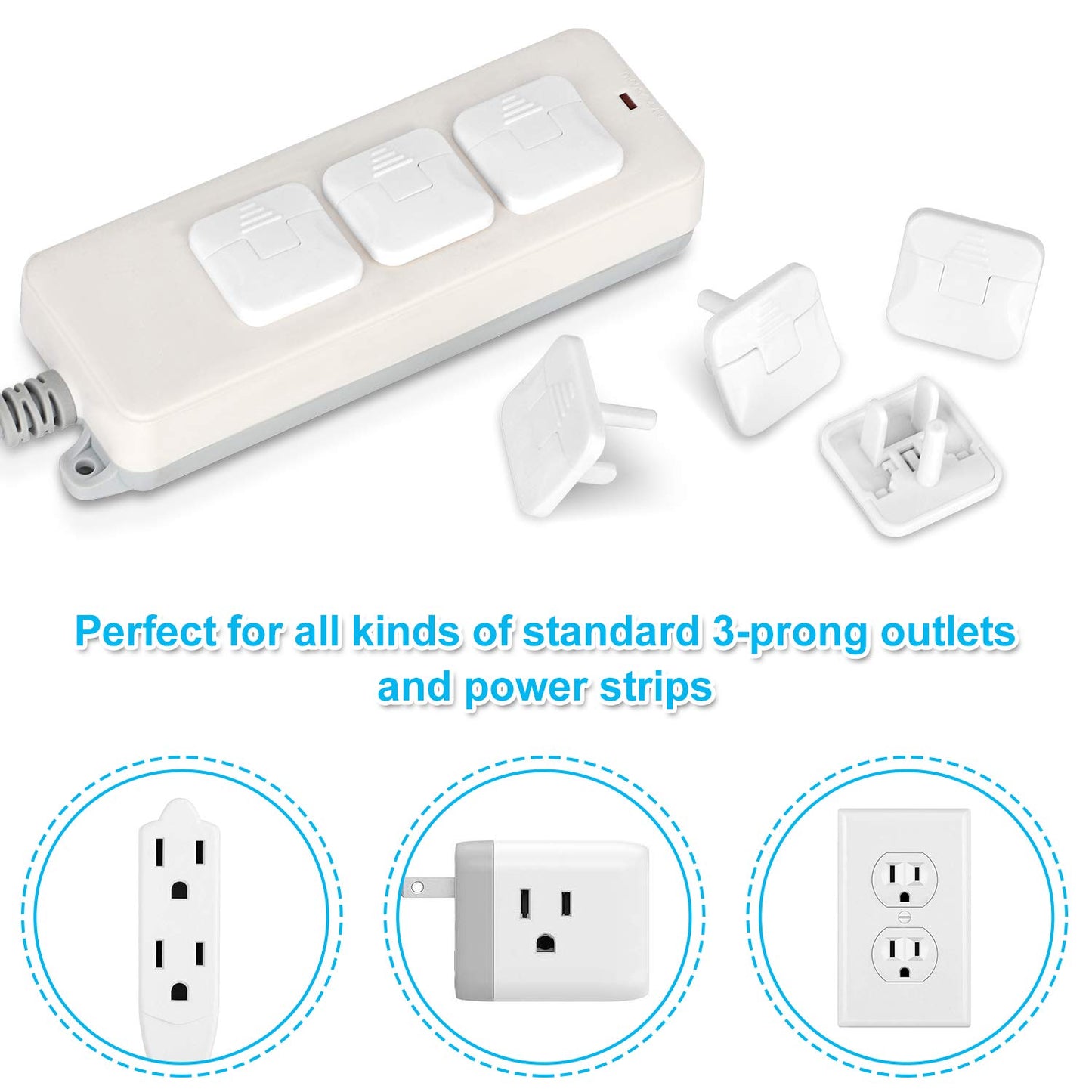 Mom's Choice Gold Awards Winner - Outlet Covers with Hidden Pull Handle Baby Proofing Plug Covers (45 Pack) 3-Prong Child Safety Socket Covers Electrical Outlet Protectors Kid Proof Outlet Cap