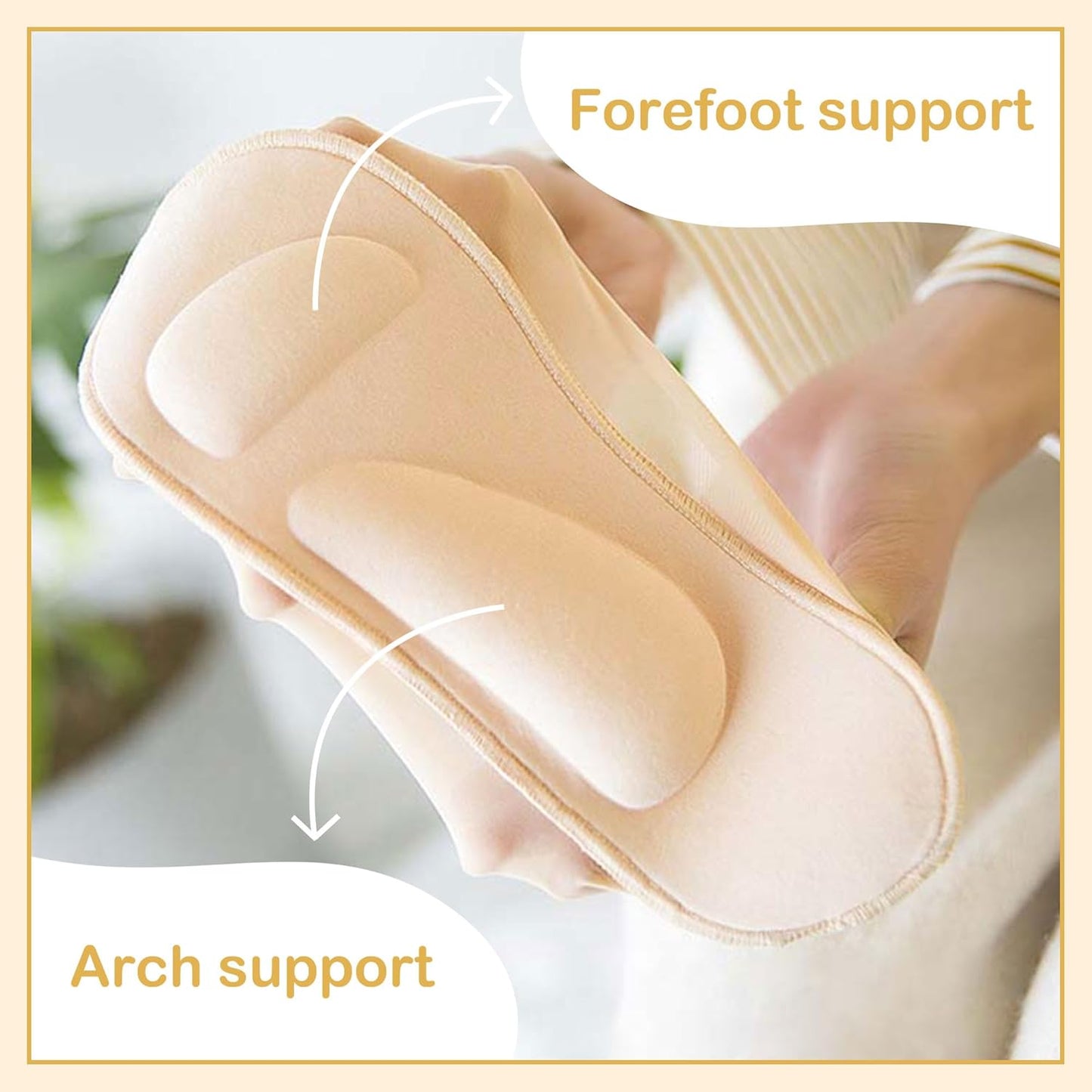 2Pairs Arch Support Socks Woman No Show Liner Socks 3D Padded Sponge Cushion Socks Massage Sock