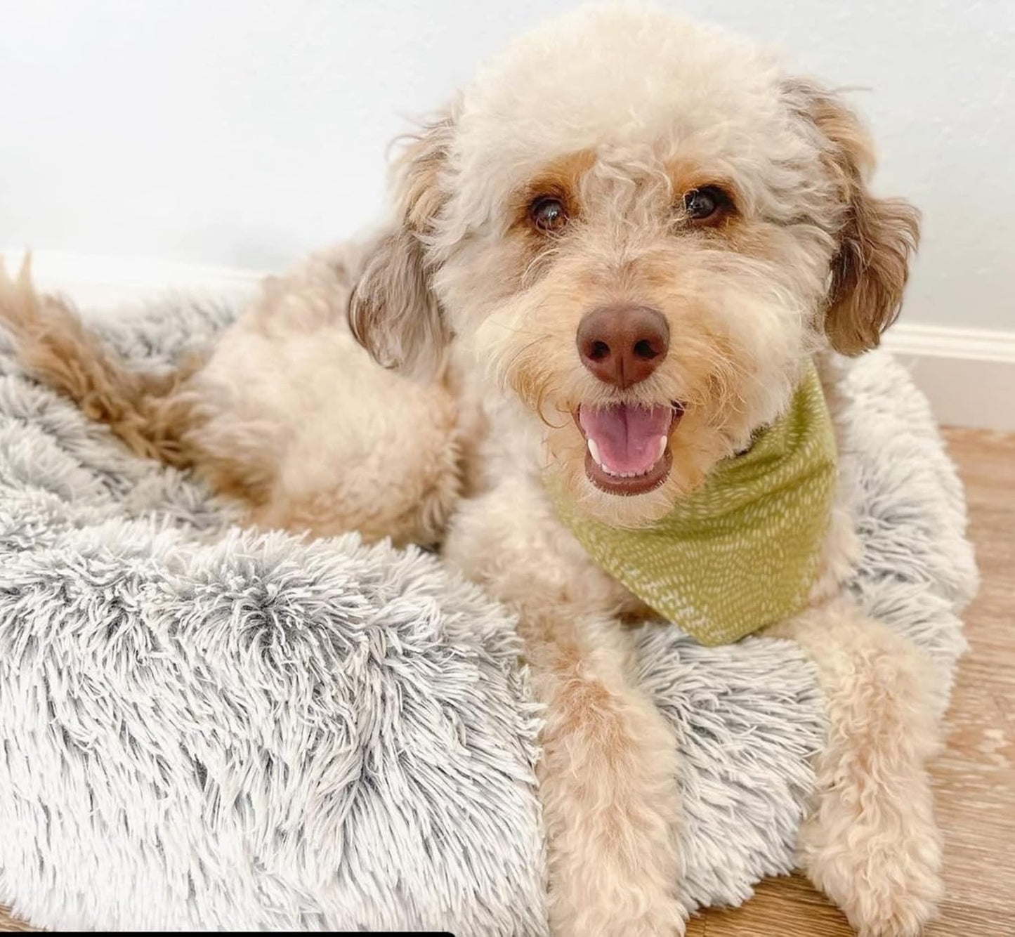 Mr. Peanut's OrthoPlush Two Tone Extra Fluff Faux Fur Donut Pet Bed (Small, Gray)