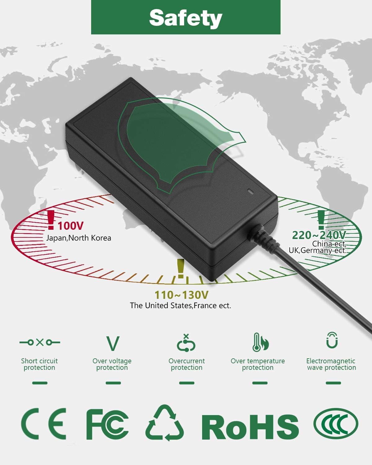 DC Power Cord 5V Power Supply 15A AC Adapter 100-240V to 5V DC Power Supply 5 Volt 10A 8A 6A 5A RGB LED Driver Barrel Plug 5.5x2.5mm for Christmas Lights WS2812B WS2811 WS2813 SK6812 LED Strip Light