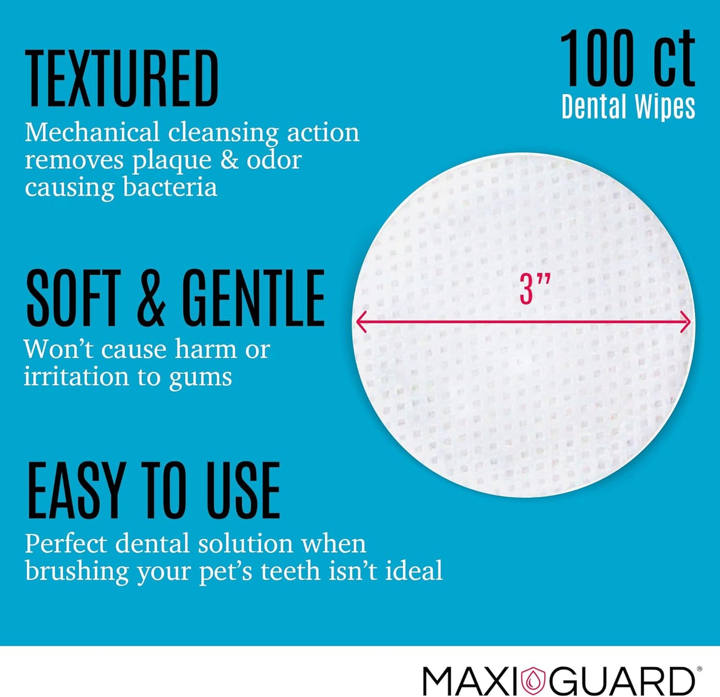 MAXI/GUARD Dental Cleansing Wipes for Dogs, Cats, Horses and Companion Animals (100 Wipes), Light Blue/White