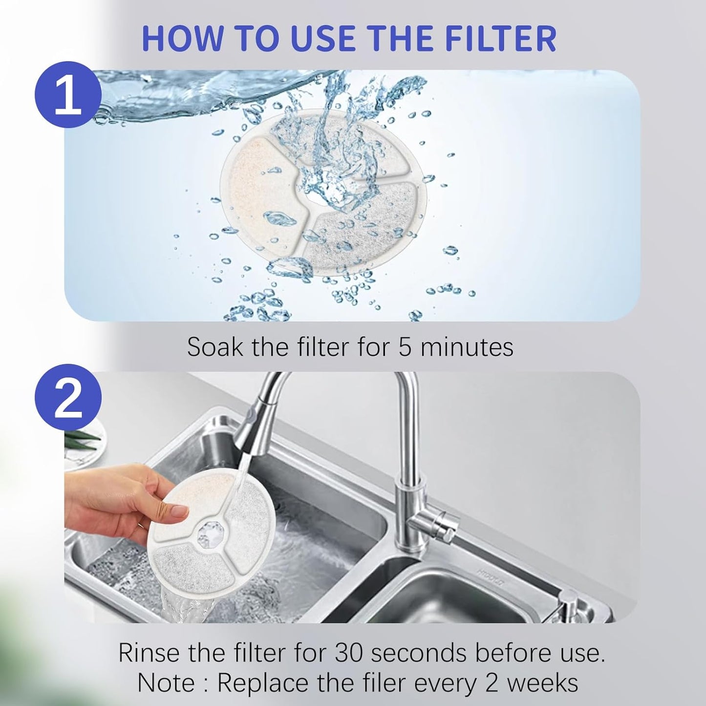8 Packs Cat Water Fountain Replacement Filters - Specific Fit for W01 Pet Fountain, 3.5L/118oz Capacity with Multi-Stage Filtration (Individually Sealed)