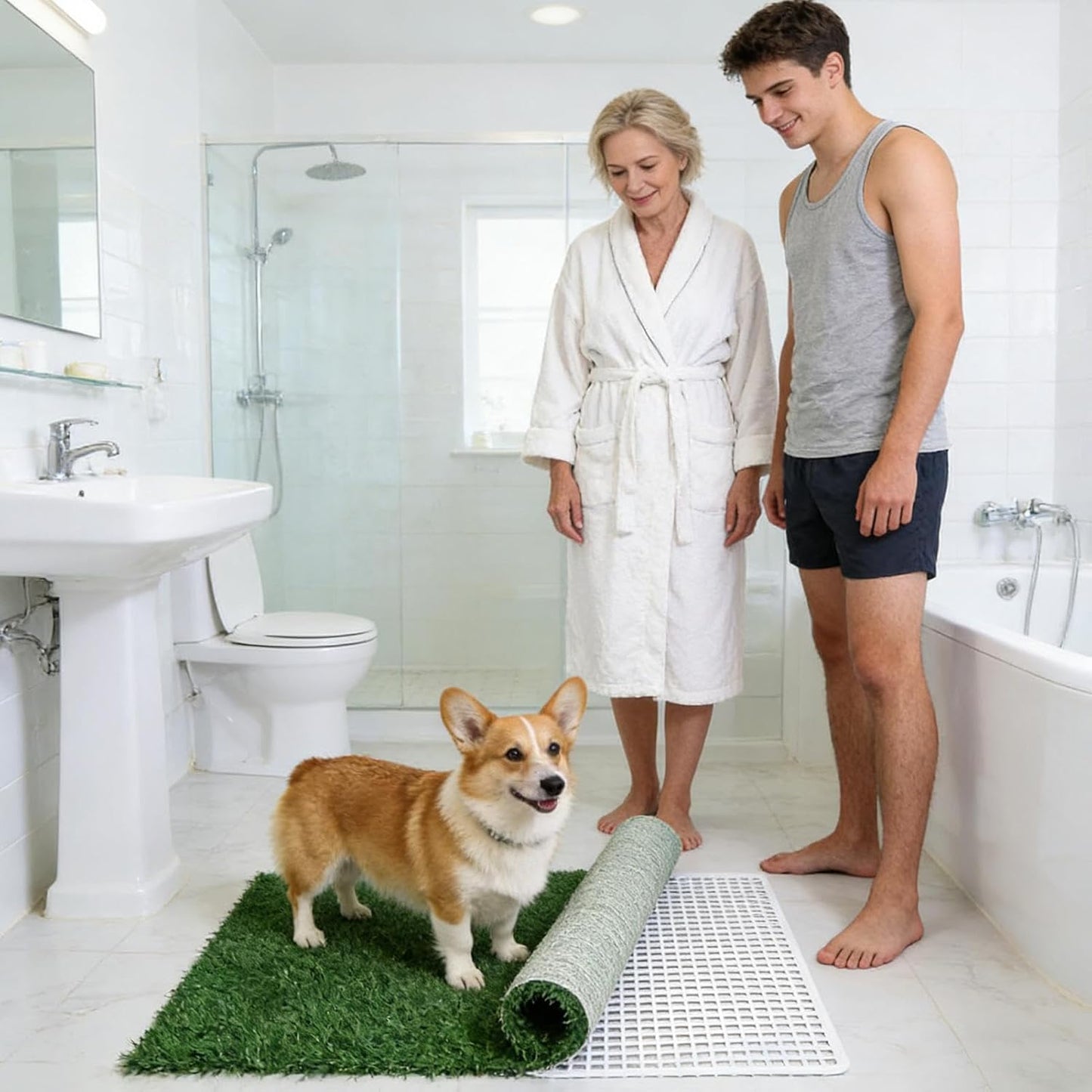 Pet Grass Pad, Artificial Puppy Potty Mat, Dog Grass Mat with Washable Design, Puppy Training Mats with Sturdy Material, Pet Accessories, Dog Pee Pad for Pets Cage Crate Sofa Garden Home Daily Use