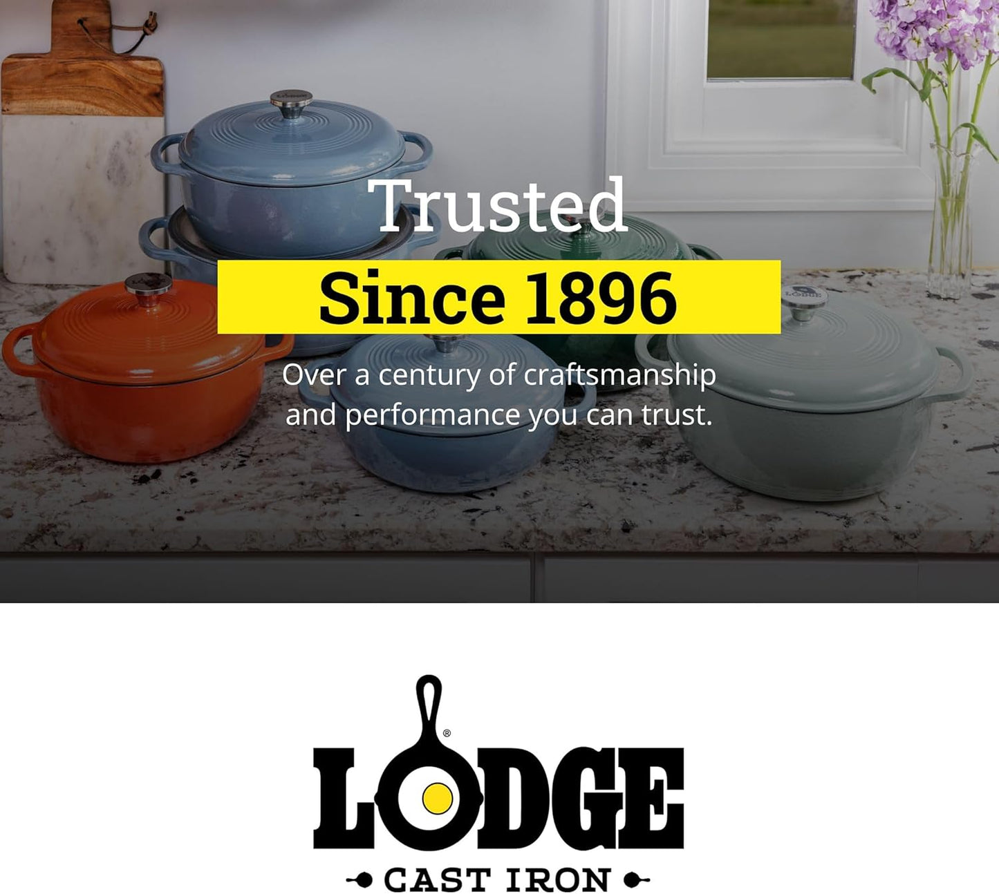 Lodge Essential Enamel Cast Iron Dutch Oven - Perfect for Bread Baking, Braising, Marinating & Slow Cooking - Features Moisture-Sealing Lid & Dual Handles - Kitchen Essentials - 6 Quarts - Island Spice Red