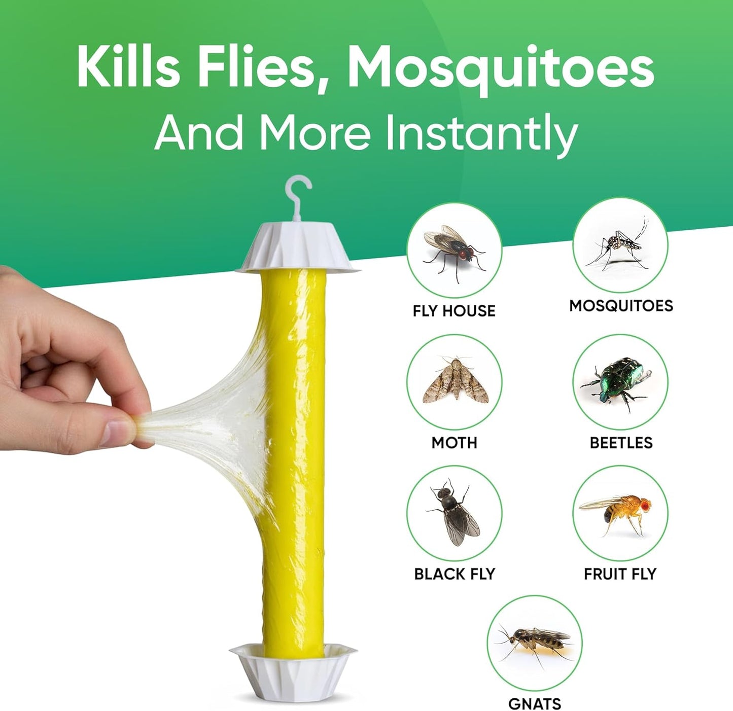 Sticky Fly Trap Indoor & Outdoor Pack of 4 | Hanging Fly Stick for Gnats, Flies, Wasps, Mosquitoes & Other Flying Bugs | Fly Trap Sticky | Home Pest Control | Flying Insect Trap Rolls | Ucatch