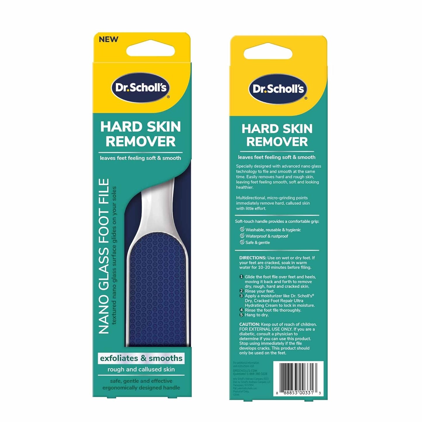 Dr. Scholl's Hard Skin Remover Nano Glass Foot File - Foot Callus Remover, Durable Foot Scrubber, Dead Skin Remover, Hygienic Pedicure Tool, Long Lasting Foot Buffer, Soft Smooth Feet