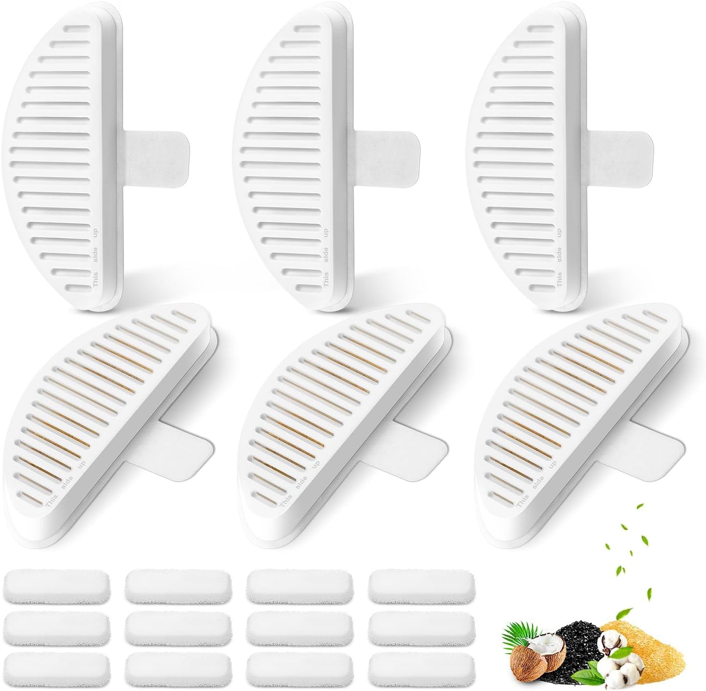 Cat Fountain Filters for Wireless Operated 67oz/2L, 6 Pack Replacement Filters & 12 Pack Replacement Filter Sponges for 67oz/2L Automatic Pet Fountain Cat Water Fountain Cat Water Dispenser