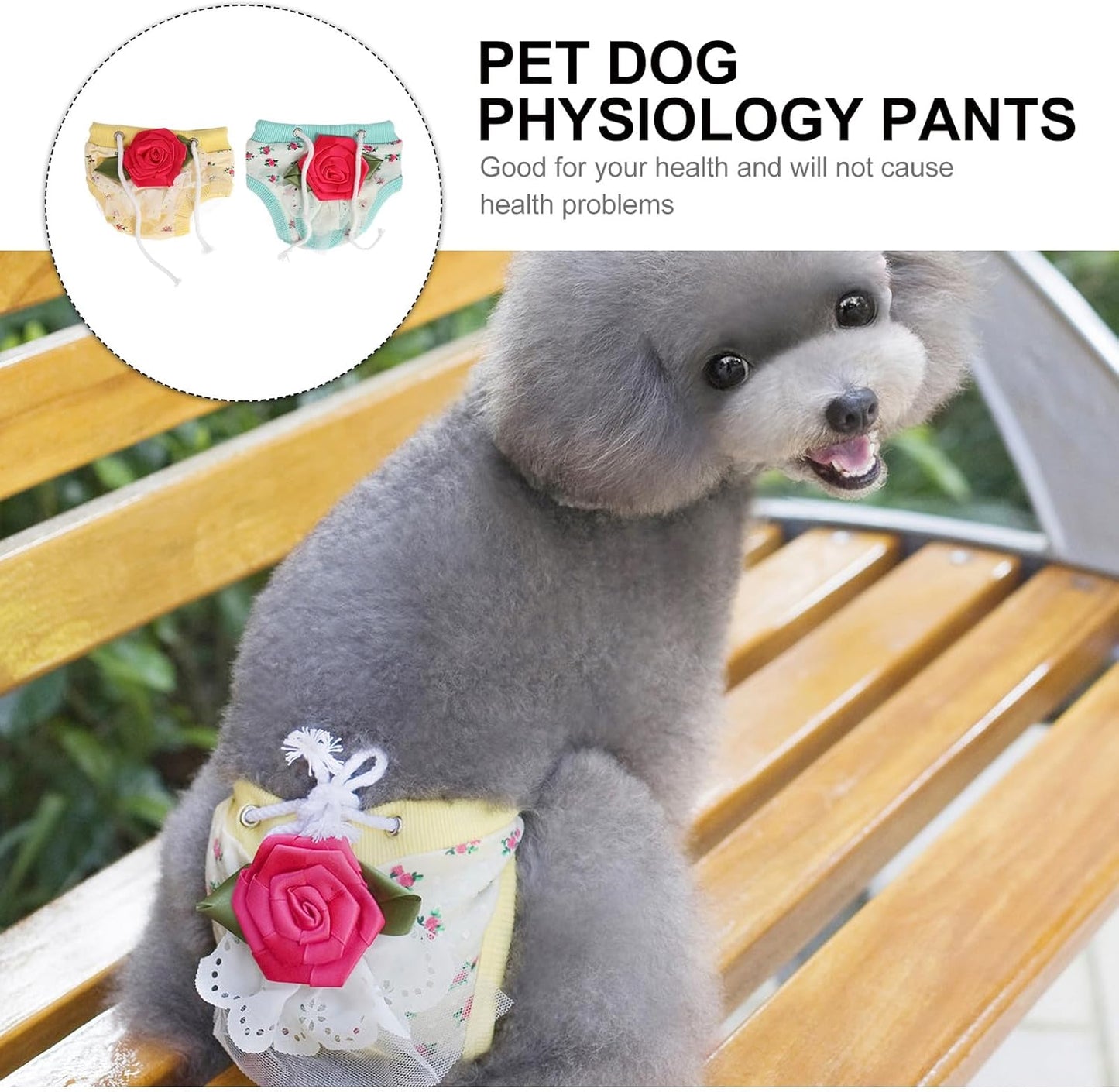 Milisten 2pcs Washable Female Dog Diapers with Drawstring Adjustable Waist 15-25cm, Soft Pet Sanitary Pants for Puppy Heat Period Protection Random Color