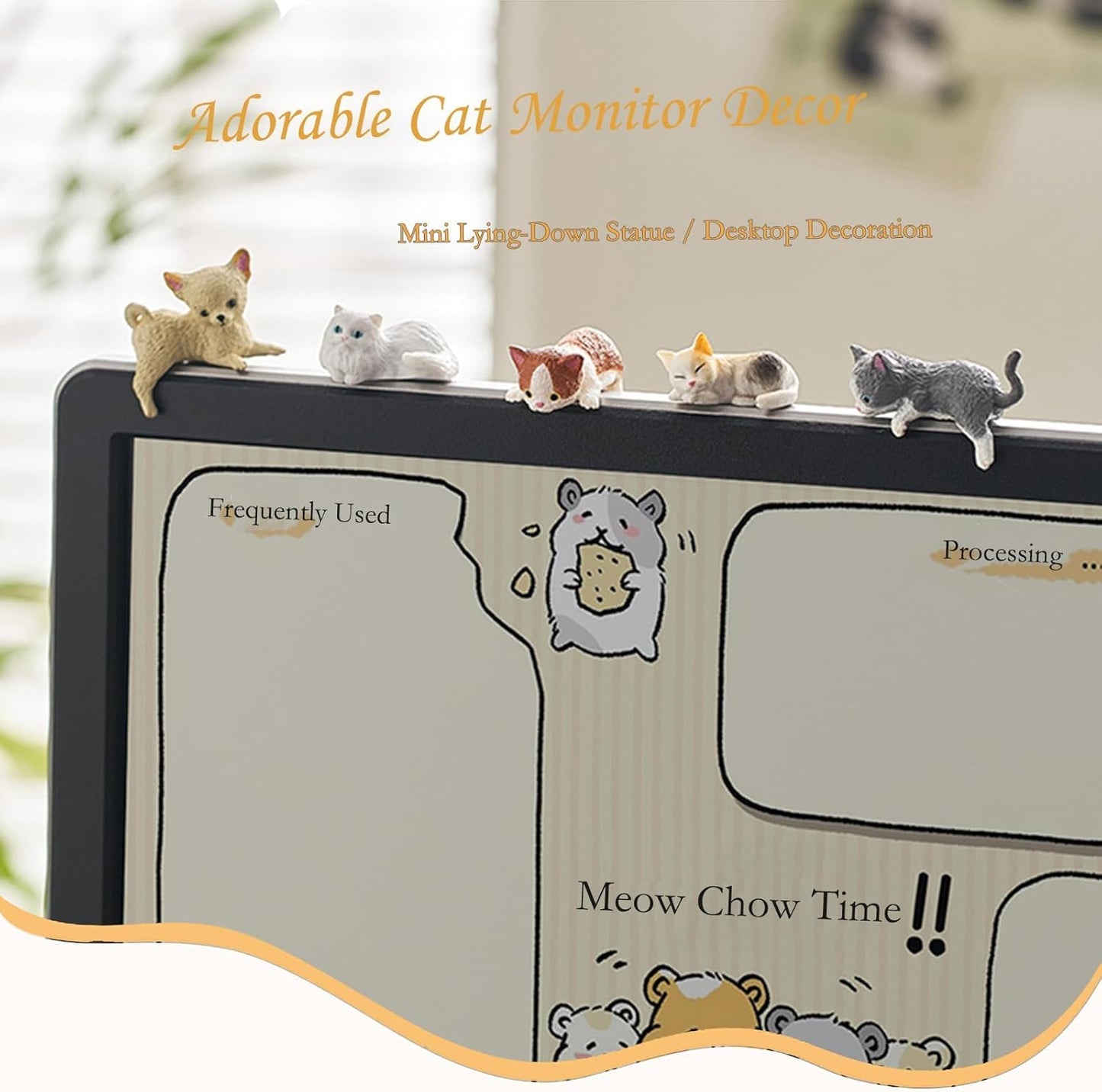 Cat Car Interior Accessories Dashboard Decorations, Set of 12 Cute Car Dash Decor Rearview Mirror Ornament for Women Girl Cute Anime Decor for Home Garden Office