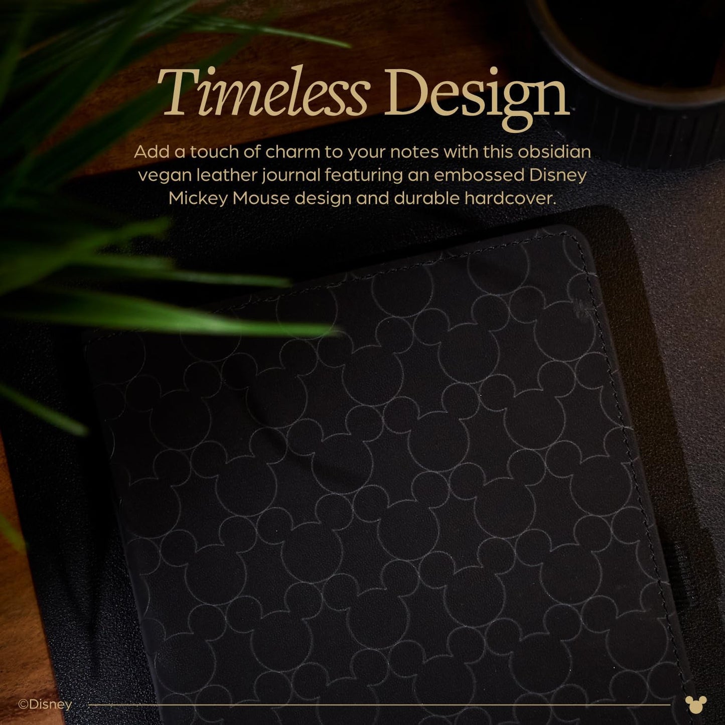 Happy Planner Disney Mickey Dot-Grid Journal for Office, School, or Journaling, Vegan Leather Notebook, A5 Size, 80 Pages, Obsidian