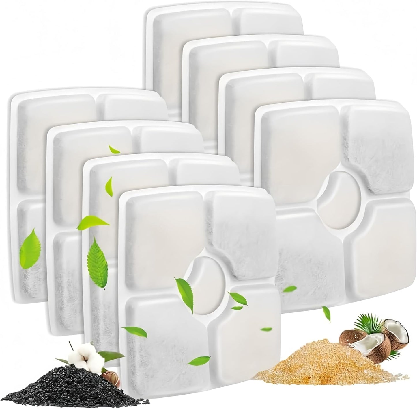 8PCS Cat Water Fountain Filter Fit for 84oz/2.5L Square Cat Filters for Water Fountain, 3-Layer Filtration System with Pet Fountain Filter Replacement
