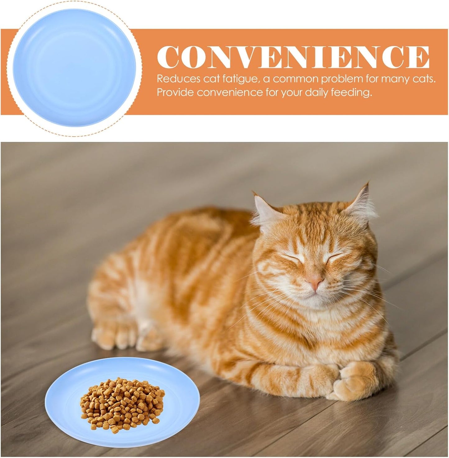 FAVOMOTO 4pcs Round Shallow Cat Food and Water Bowls Set, 15cm Flat Pet Plates for Wet Food, Small Kitten and Short-Legged Cats, Multi-Color Plastic Feeding Dishes for Indoor Use