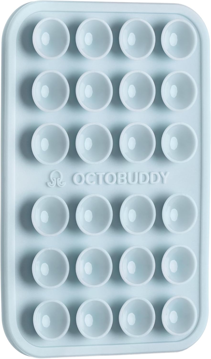 OCTOBUDDY Classic - Silicone Suction Phone Case Adhesive Mount - Hands-Free, Strong Grip Holder for Selfies & Videos - iPhone & Android Compatible - 2.25″ x 3.25″, Baby Blue