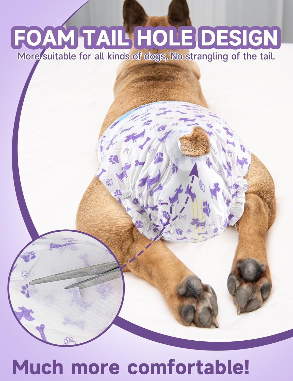 MICOOYO Disposable Dog Diapers Female, Doggie Diapers for Dogs Female, Super Absorbent Pet Diaper with Foam Tail Hole for Heat, Comfortable Puppy Diaper (20Count, X-Small)