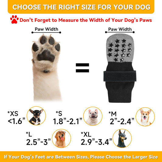 Non Slip Dog Socks to Prevent Licking Paws - Dog Booties for Hardwood Floors Anti Slip - Grippy Socks for Senior Dog - Double Side Paw Protector Prevent Scratching for Hot Pavement. (Grey, L)
