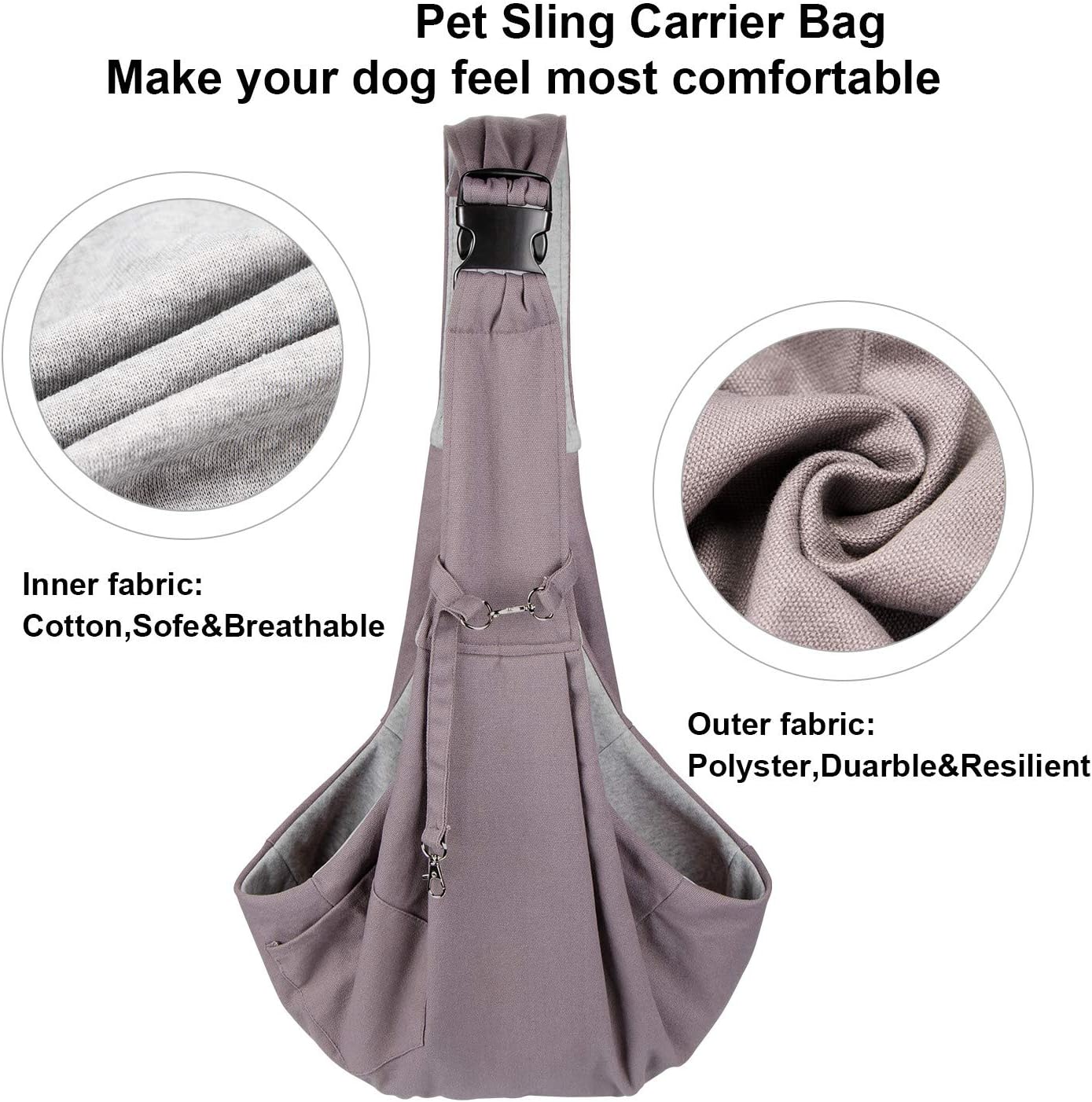OWNPETS Pet Sling Carrier, Pet Sling Carrier Bag Safe,Fit 10~15lb Cats&Dogs, Comfortable, Adjustable, Perfect for Daily Walk, Outdoor Activity and Weekend Adventure