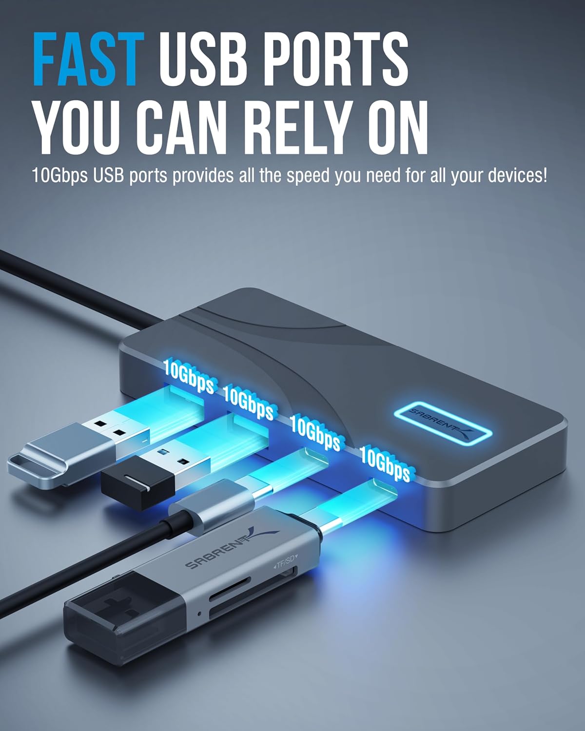 SABRENT USB C Hub 5-in-1 Docking Station, 10Gbps USB-A & USB-C Ports, 4K HDMI Output, 100W PD Input, 80W Charging, Aluminum USB Hub for Laptops/Phones/Tablets – HDR/HDCP (HB-TG5P)