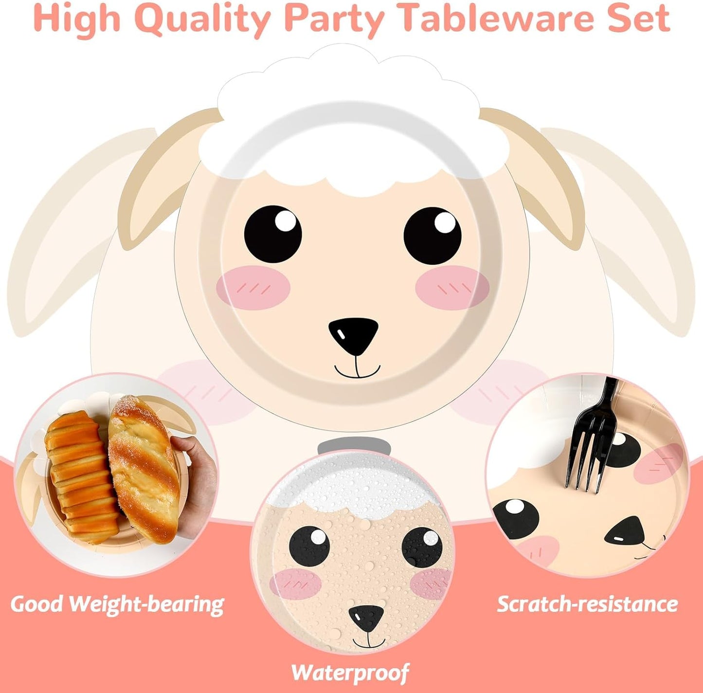 50 Count Farm Animals Party Paper Plates Farm Theme Shaped Disposable Plates Farmhouse Birthday Tableware Animal Cake Supplies for Birthday Baby Shower Farmhouse Fun Barnyard Animals Party Favors