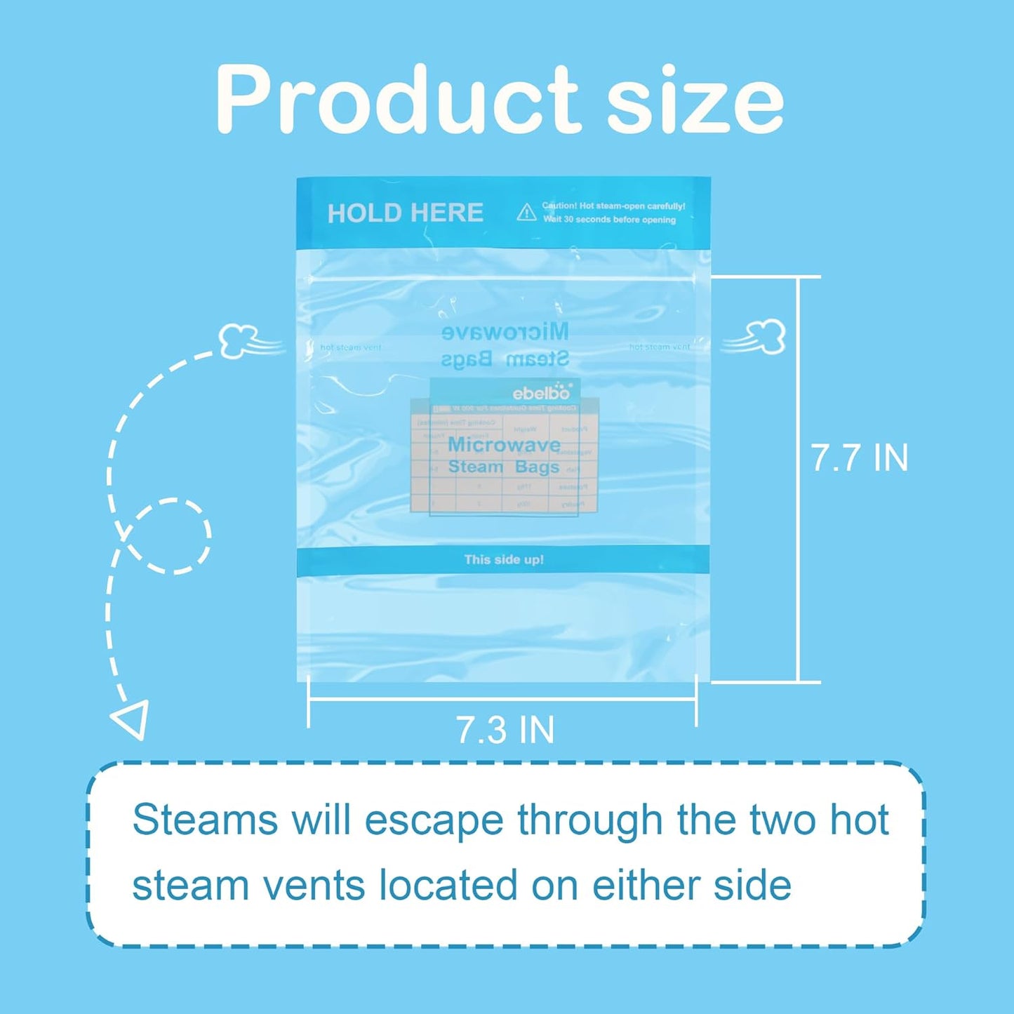 20 Count Microwave Steam Bags 7.3"x7.7" for Cooking and Steaming Regular Type Disposable Food Steamer Bags for Vegetables Potatoes Fish and Poultry