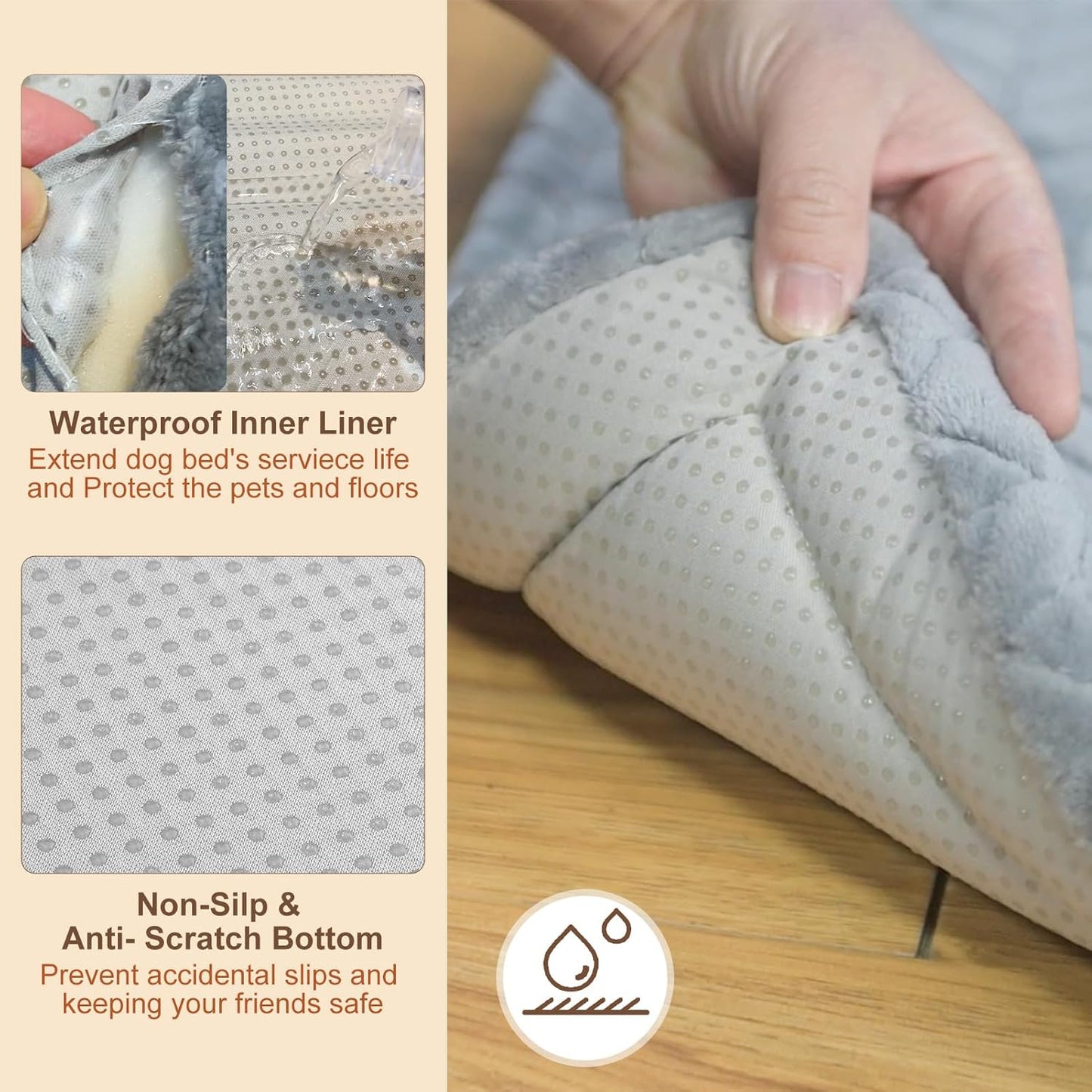 BEAUTYZOO Dog Bed Crate Pad 42 x 28 inch, Washable Dog Crate Mat for X-Large Sized Dogs, Anti-Slip Pet Crate Bed Kennel Pad, Durable Cozy Puppy Sleeping Mat Rectangle Mattress, Grey