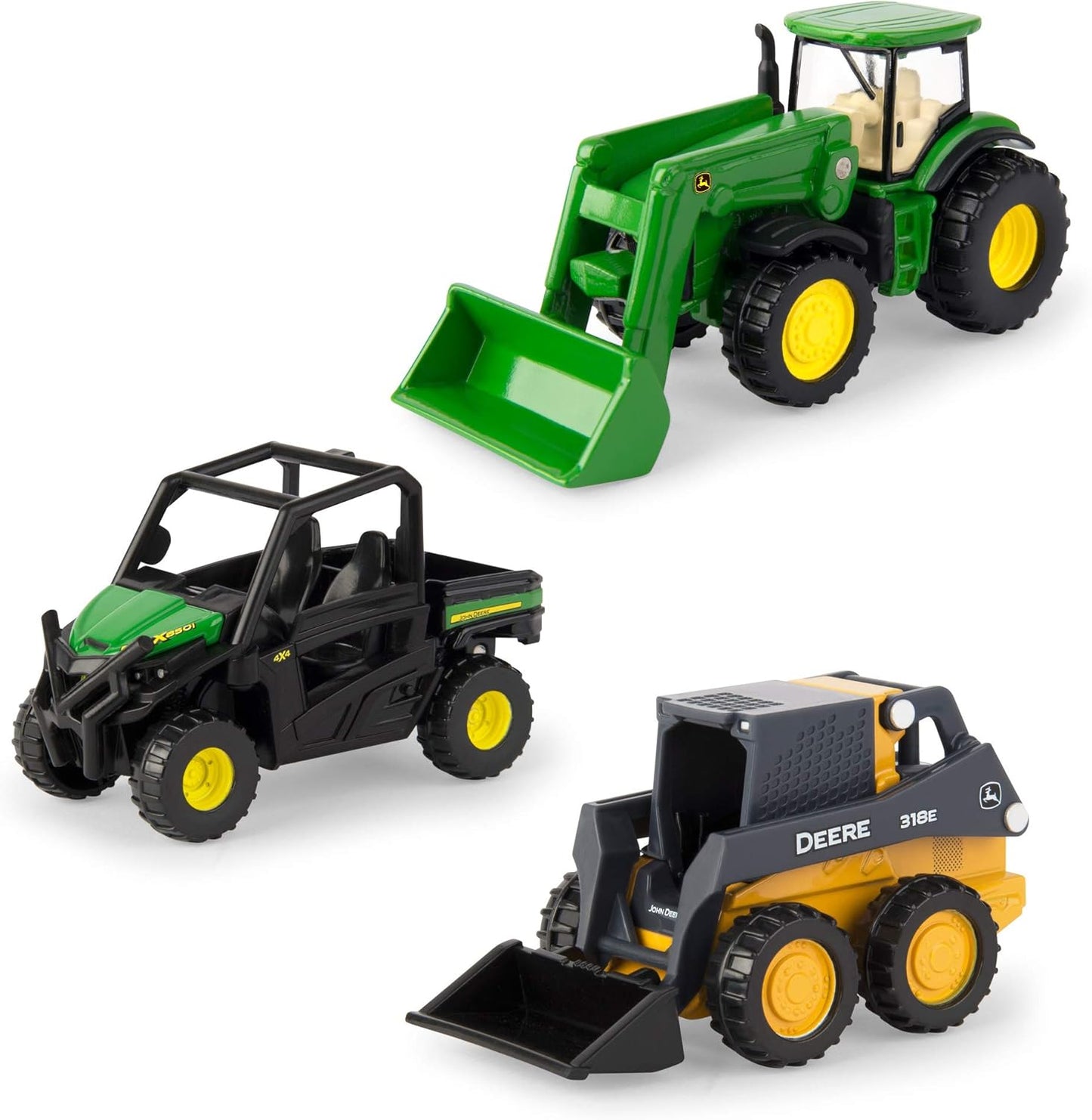 ERTL Iron John Deere Die-Cast Replicas - Includes Tractor, Gator, and Skid Steer Farm Toys with Collectible Display Box - John Deere Tractor Toys - 3 Inch - 3 Count - Ages 3 Years and Up