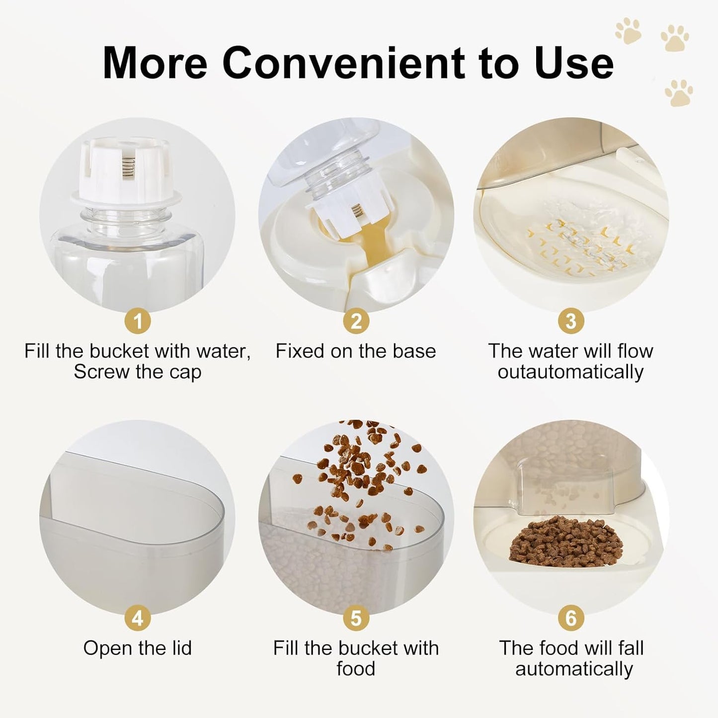 Automatic Refilling Pet Water Bowl and Food Dish Set with Stainless Steel Removable Tray Anti Tip Base for Small Animals Automatic Refilling Pet Water Bowl and Food Dish Set