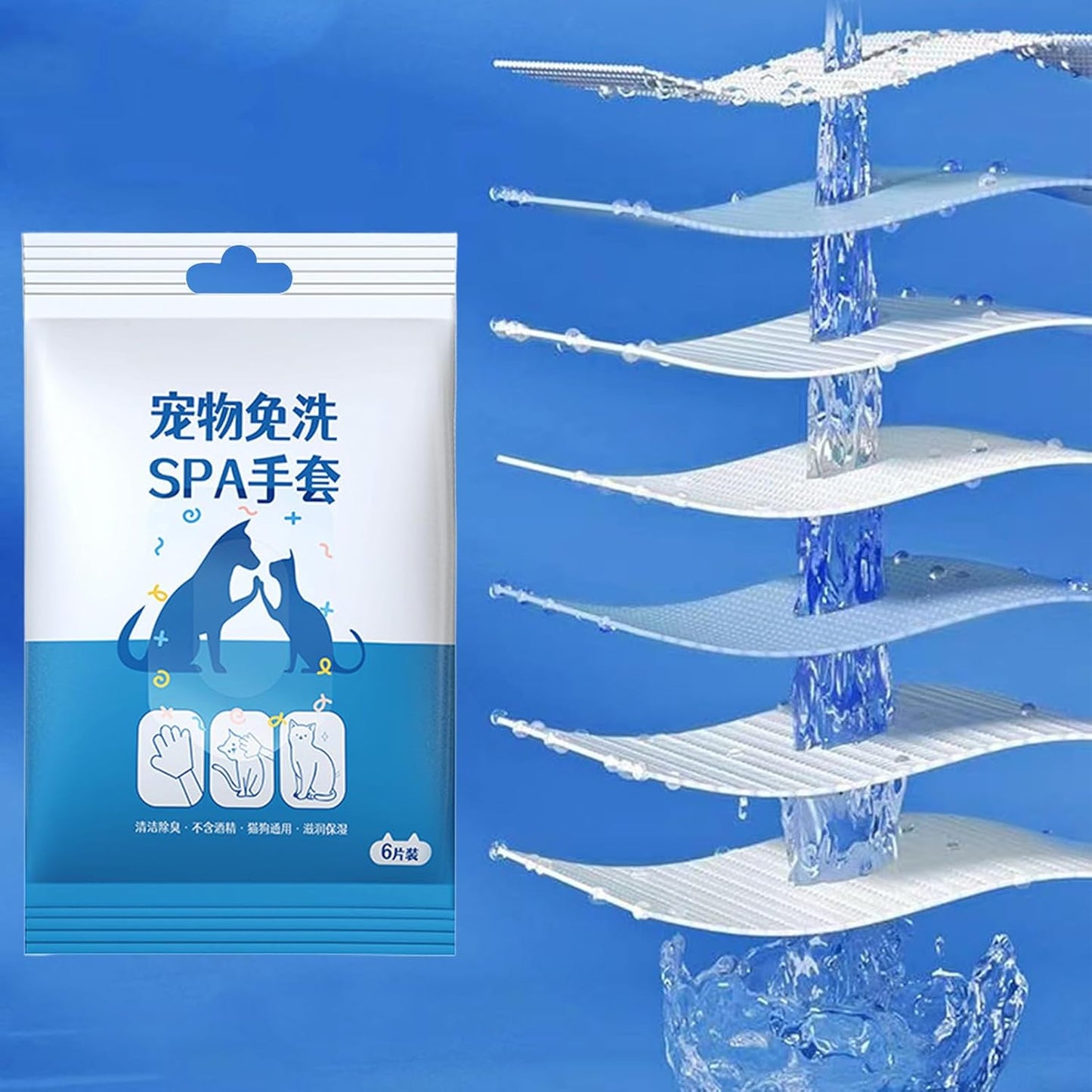 Cat Washing Gloves | Soft Gentle Deodorizing - Pet Cleaning Gloves Grooming Wipes | for Puppy Kitten Medium Large Breed Home Bathroom Shower Bathing Washing