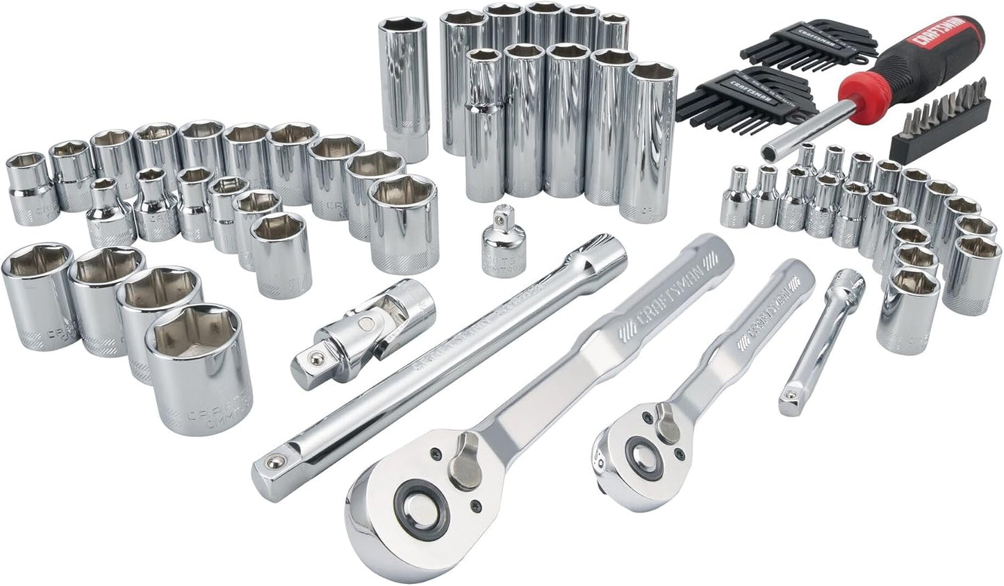 CRAFTSMAN Mechanics Tool Set, 83 Piece Hand Tool and Socket Set SAE/Metric (CMMT12121)