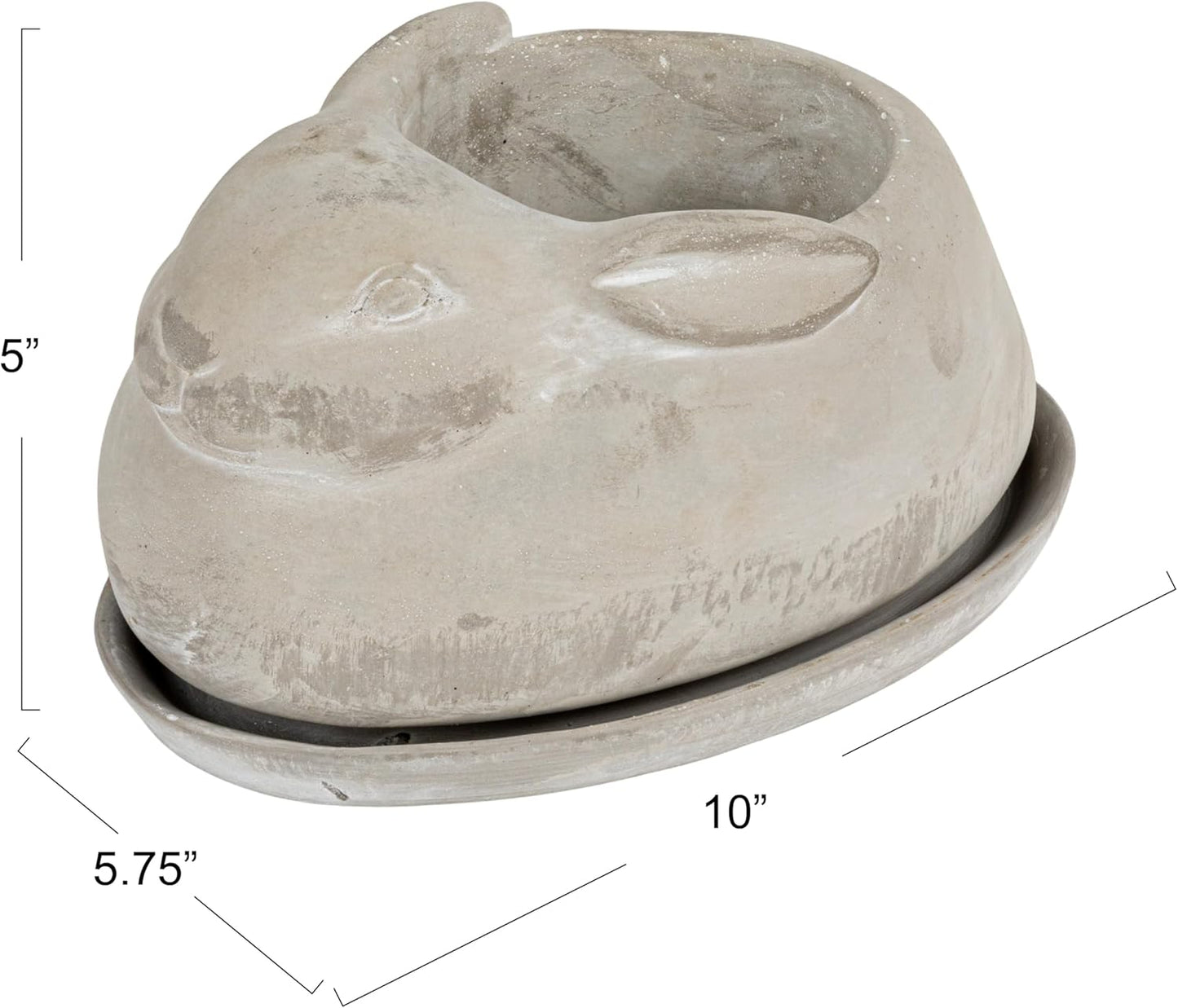 Creative Co-Op Cement Rabbit Planter with Saucer (Set of 2 Pieces)