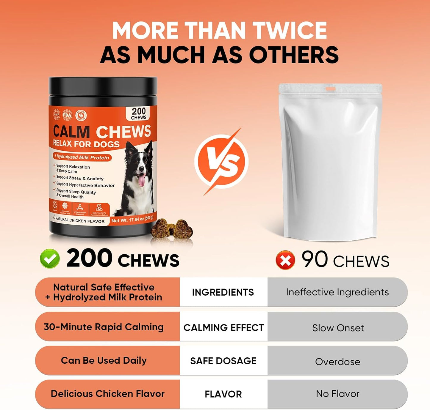 Calming Chews for Dogs-Dog Calming Chews Anxiety Relief Bites with Melatonin HMP for Dog Relaxing Aid-Car Anxiety Fireworks and Thunder Stress Relief Treats Supplements for Puppies Small All Dogs