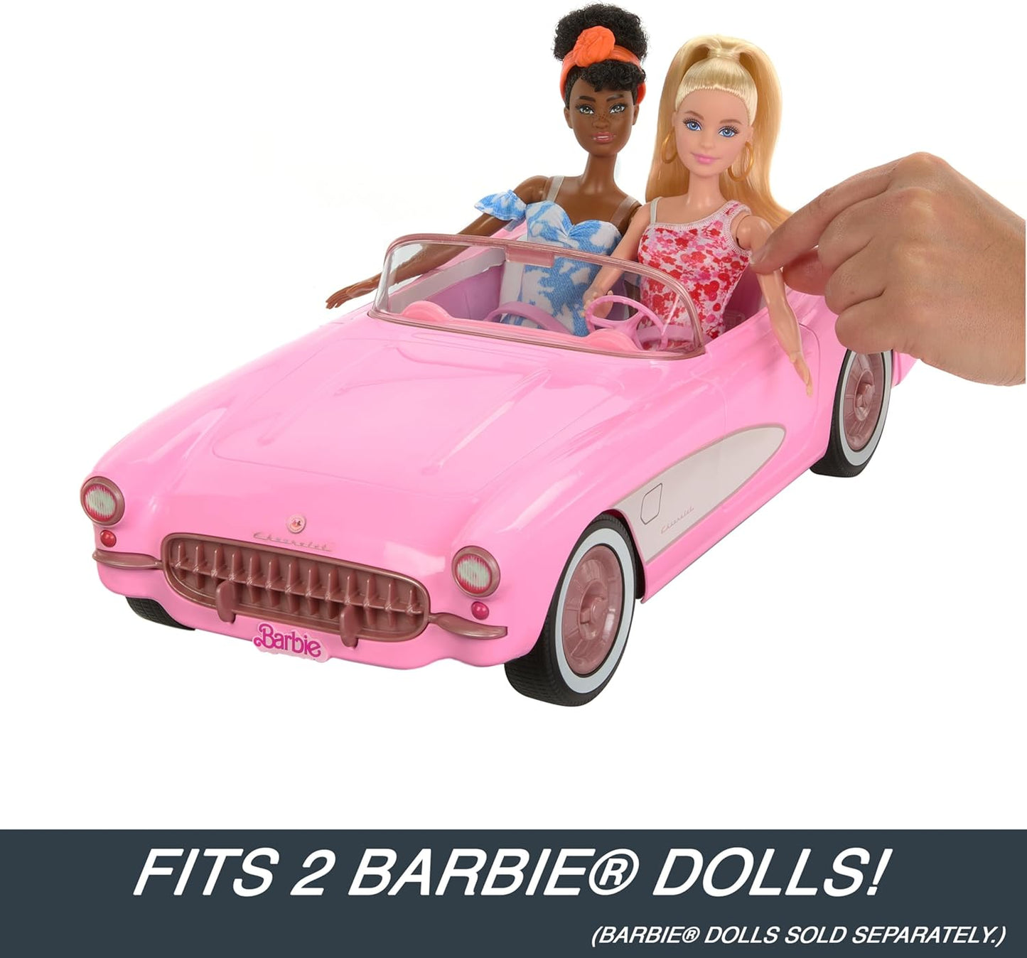 Barbie Hot Wheels RC Corvette from the Movie, Full-Function Remote-Control Toy Car Holds 2 Dolls