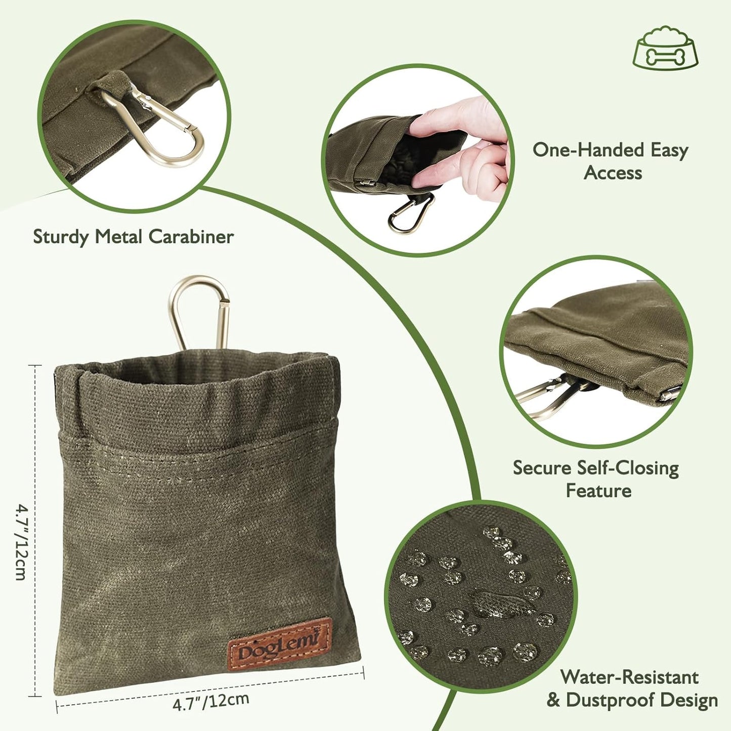 ETIAL Dog Treat Pouch,Portable Puppy Dog Training Treat Bag,Hand Free Dog Walking Bag,Auto Closing Pet Feed Snack Reward Pocket,Dog Food Dispenser for Pet Puppy Travel or Outdoor Use