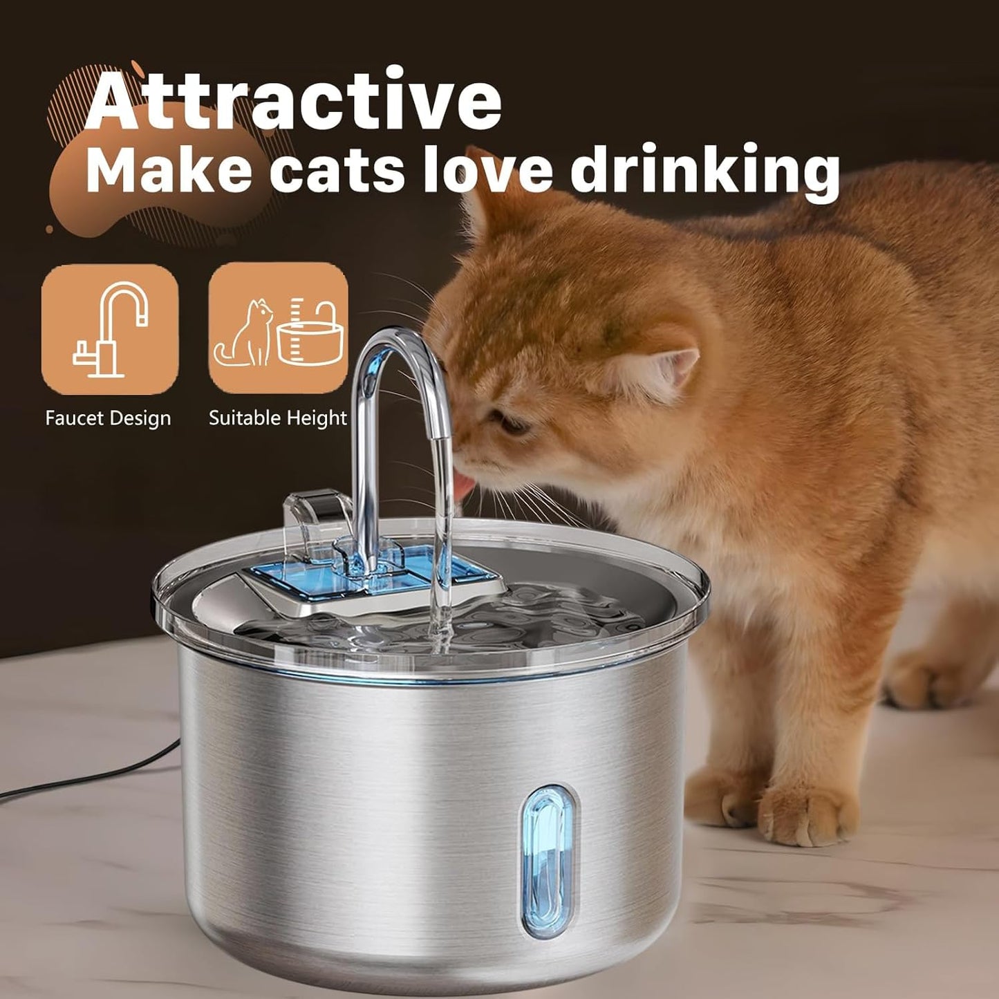 Low Noise Pet Water Dispenser for Cats and Dogs Automatic Fountain with Big Capacity Drinking Fountain for Multiple