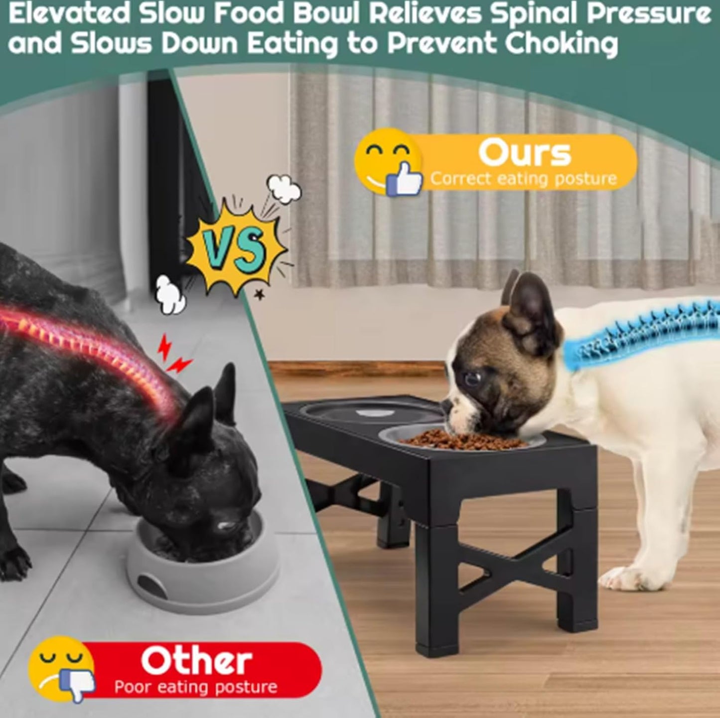 Dog Raised Bowls – Elevated Slow Feeder Dog Bowl with Adjustable Stand, 15° Tilted Ergonomic Floating Slow Feeding Bowl, Reduces Choking & Improves Digestion for Medium & Large Dogs (Grey)