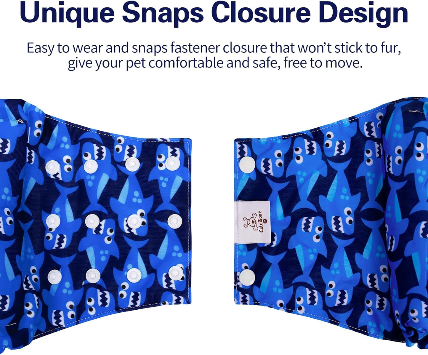 CuteBone Washable Dog Diapers Male with Snaps Reusable 3pcs a Pack Doggie Belly Band for Male Dogs Wraps KDM02S