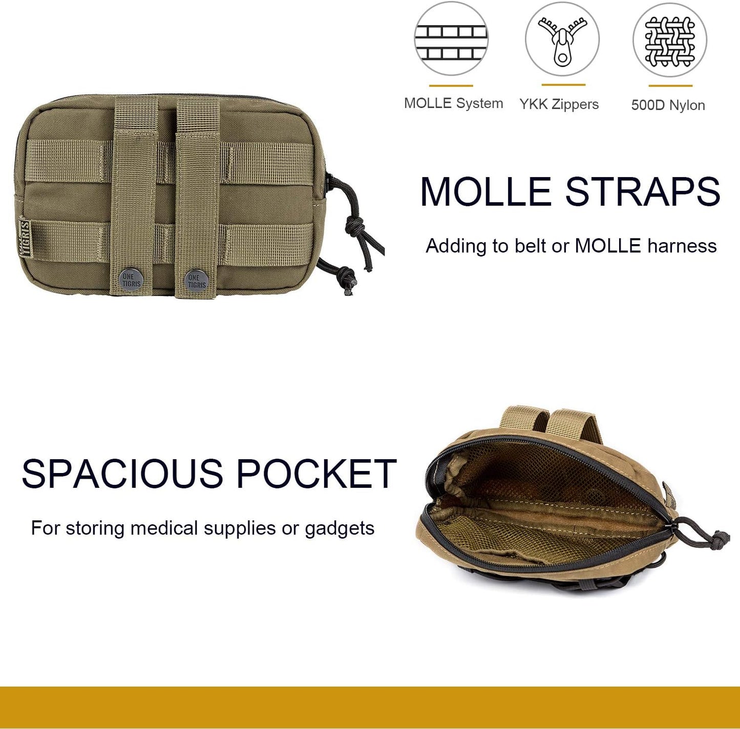 OneTigris EDC Horizontal MOLLE Pouch for Tool Treat Med
