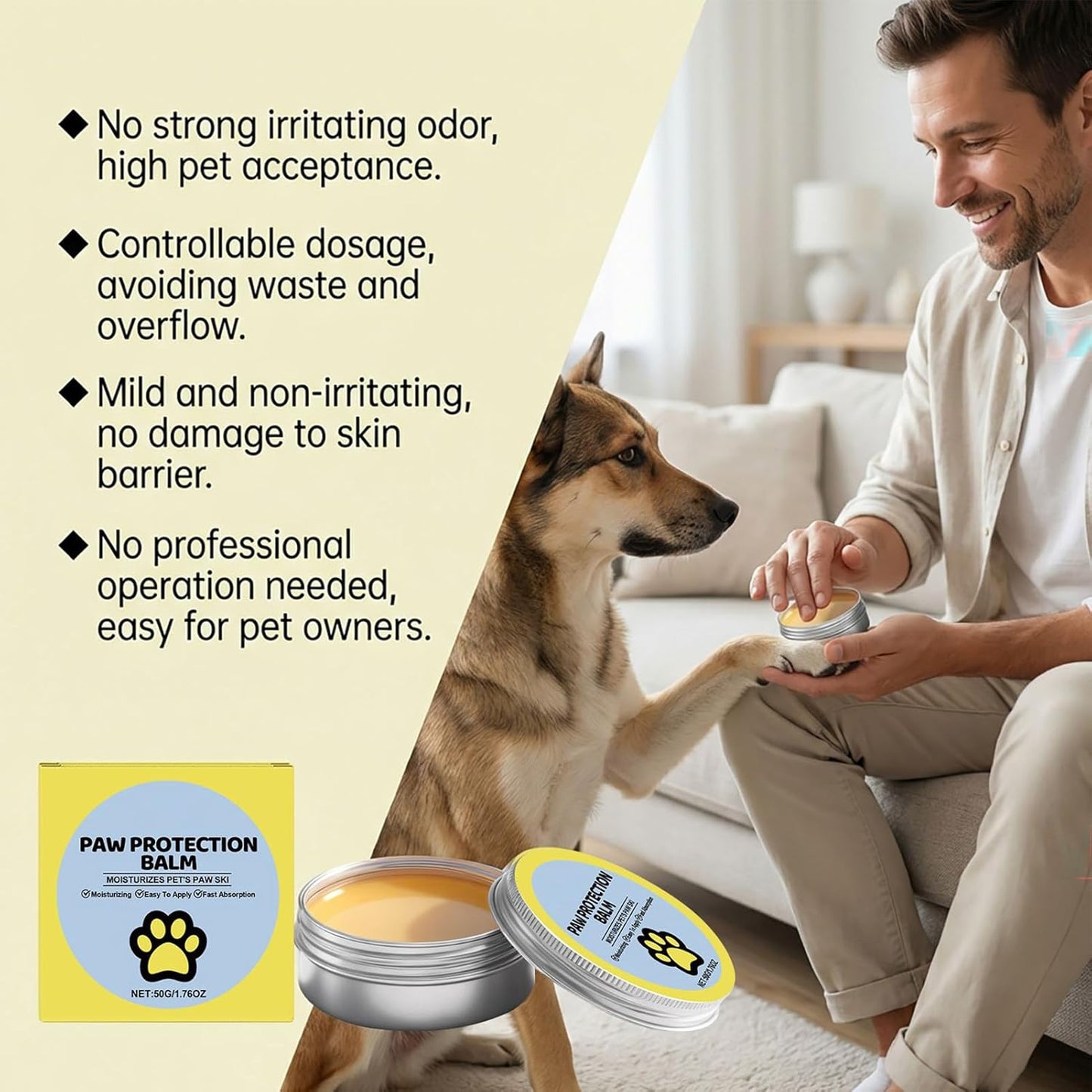 Dog Nose Balm - 50g Moisturizing Soothing Lick-Safe Cream Tool, Dry Snout Gear, Pet Puppy Bulldog Function, Feet Claw Wellness Category, Care Bath Home Outdoor Winter Travel Indoor