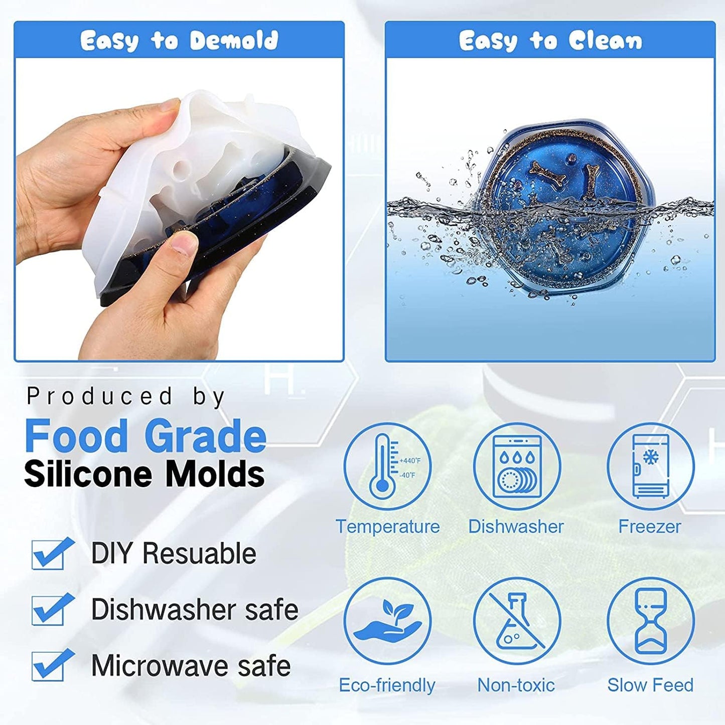 Pet Bowl Silicone Mold, Dog Cat Food Bowls Slow Feeder Silicone Molds for Epoxy Resin Casting, DIY Pet Food Puzzle Bowls Dishes Mould for Small Medium Dogs Cats