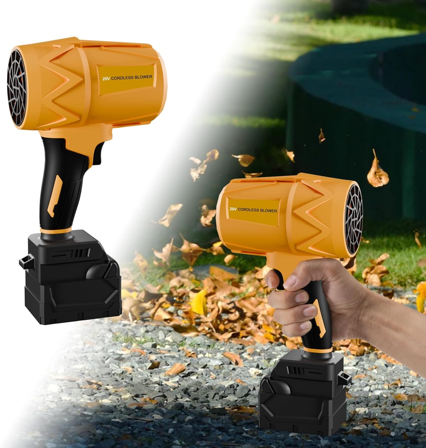Small Handheld Leaf Blower Cordless Fit for De.Walt, 125-MPH 430-CFM, Battery Powered Blower, for Lawn Care/Patio Cleaning (No Battery)