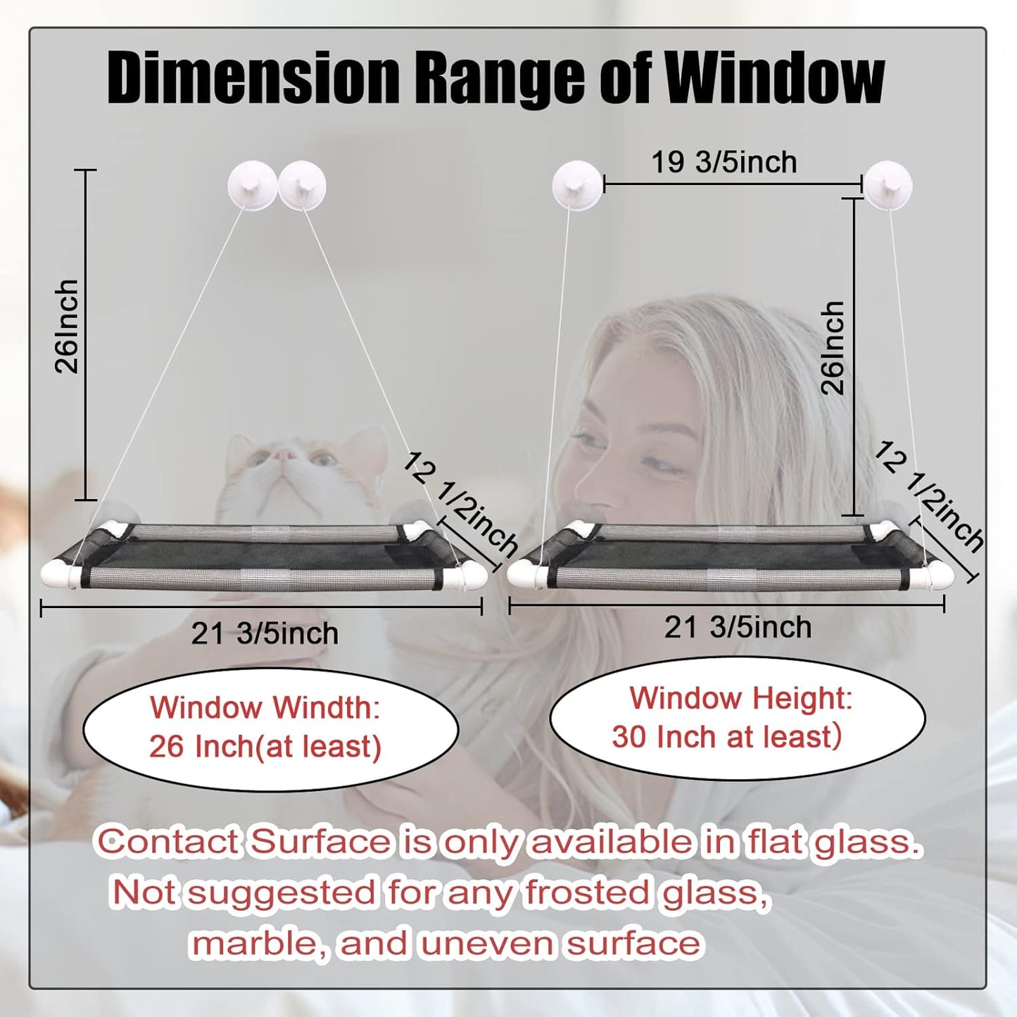 Cat Window Perch, Cat Hammock Window Seat w/Free Fleece Blanket 2026 Latest Screw Suction Cups Extra Large Sturdy Bed Resting Seat Hold Two Large Cats White Indoors (One Extra Suction Cup